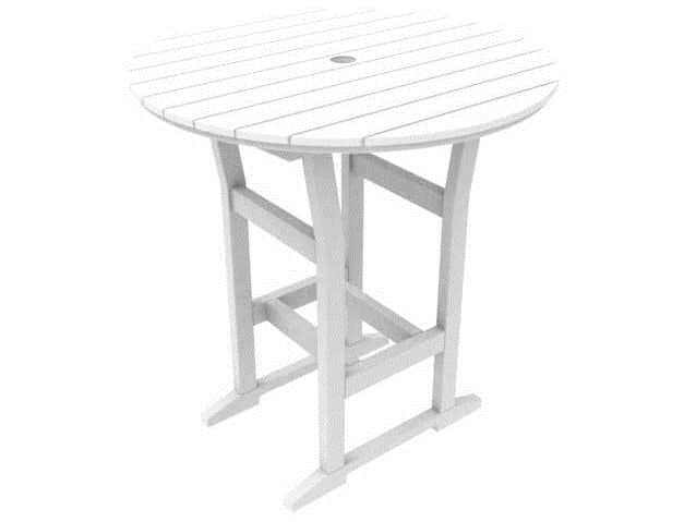 Seaside Casual Coastline Recycled Plastic Cafe Fusion Round Outdoor Bar Table with Umbrella Hole