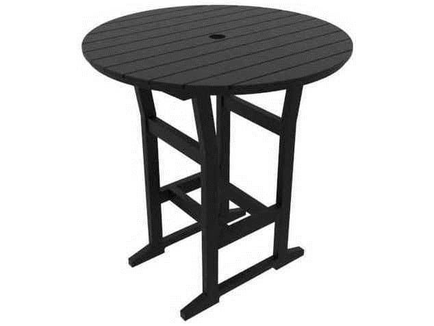 Seaside Casual Coastline Recycled Plastic Cafe Fusion Round Outdoor Bar Table with Umbrella Hole