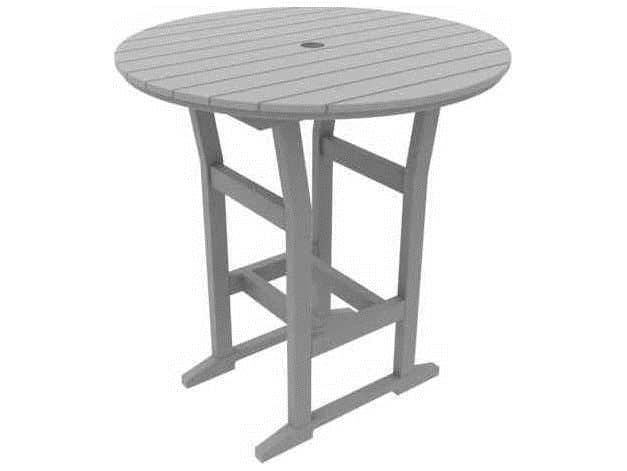 Seaside Casual Coastline Recycled Plastic Cafe Fusion Round Outdoor Bar Table with Umbrella Hole