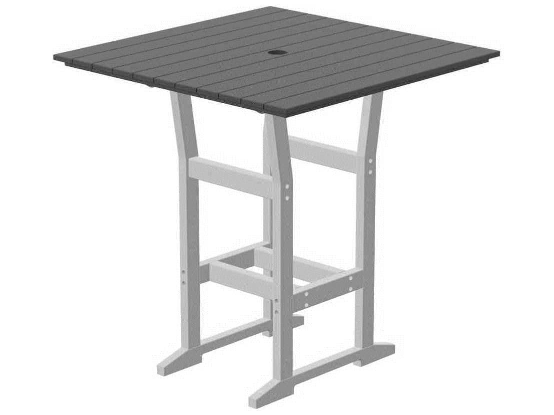 Seaside Casual Coastline Recycled Plastic Cafe Fusion Square Outdoor Patio Bar Table with Umbrella Hole