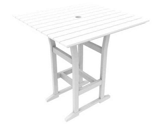 Seaside Casual Coastline Recycled Plastic Cafe Fusion Square Outdoor Patio Bar Table with Umbrella Hole