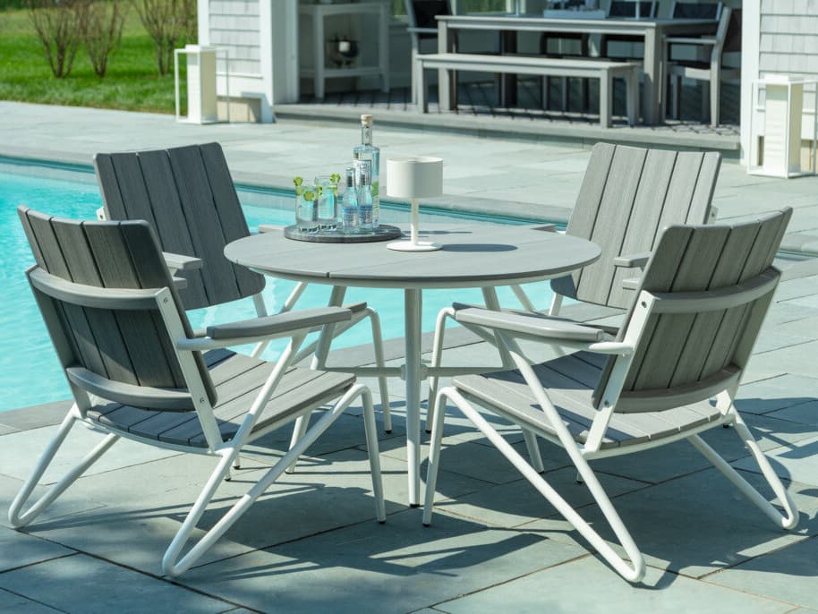 Seaside Casual Hip Aluminum Recycled Plastic Low Outdoor Dining Set