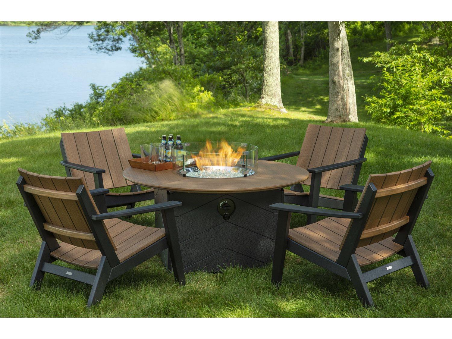 Seaside Casual Mad Recycled Plastic Fire Pit Outdoor Lounge Set