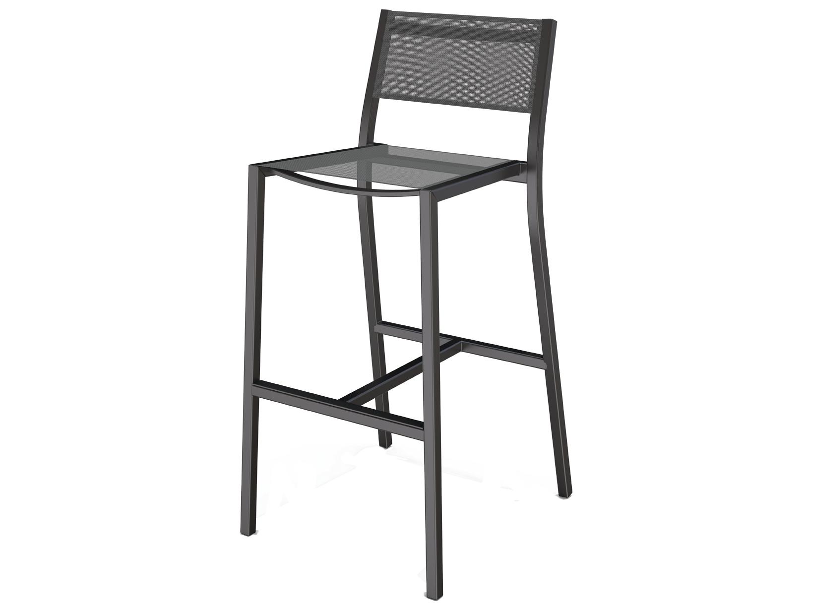 Seaside Casual Via Aluminum Impression Outdoor Bar Stool with Sling