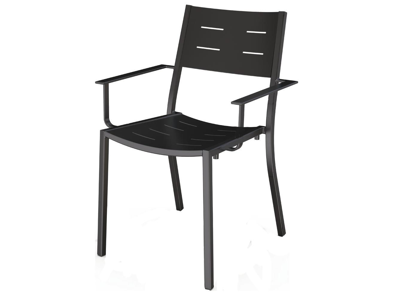 Seaside Casual Via Aluminum Impression Stackable Outdoor Dining Arm Chair