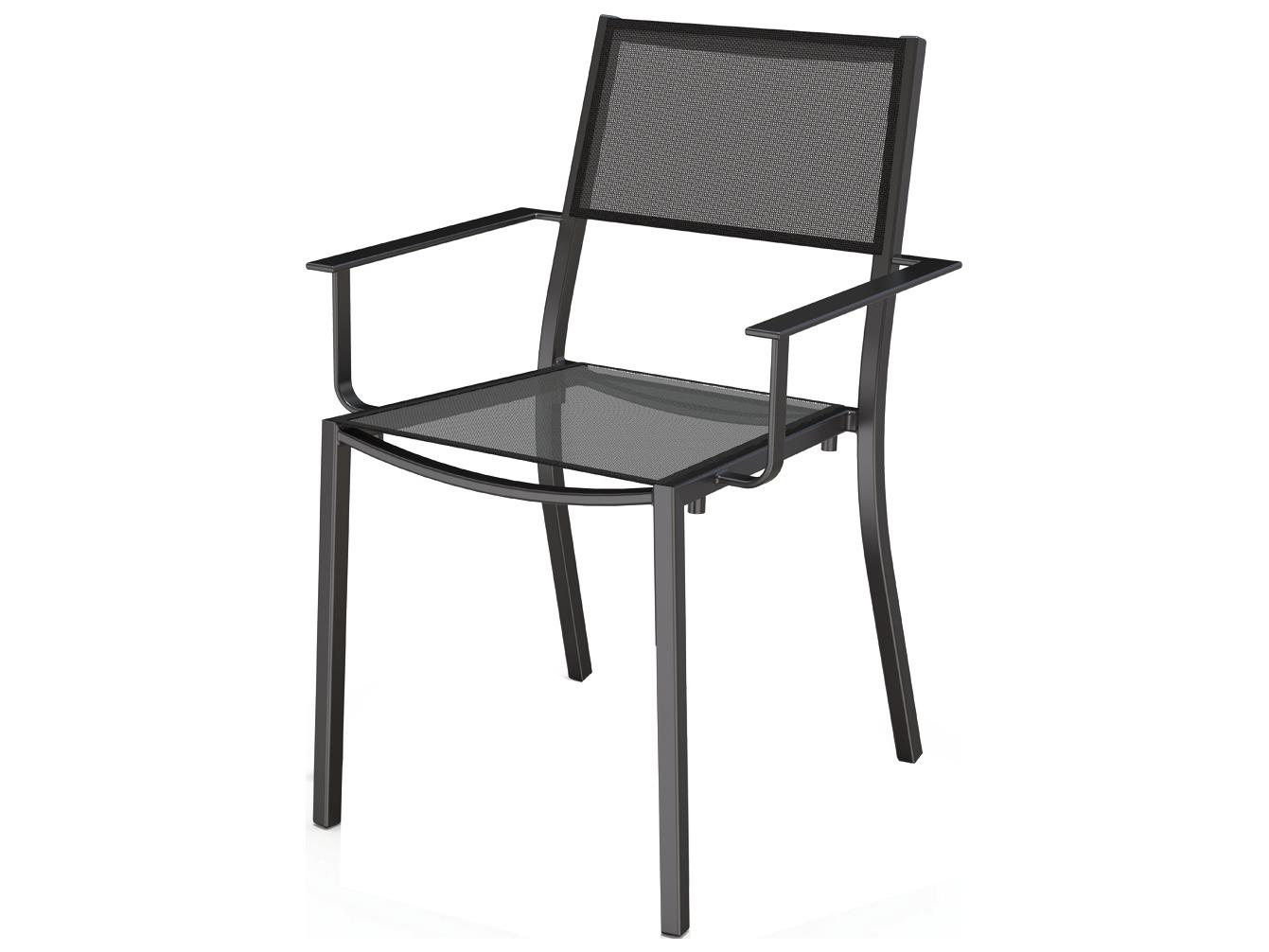 Seaside Casual Via Aluminum Impression Stackable Outdoor Patio Dining Arm Chair with Sling