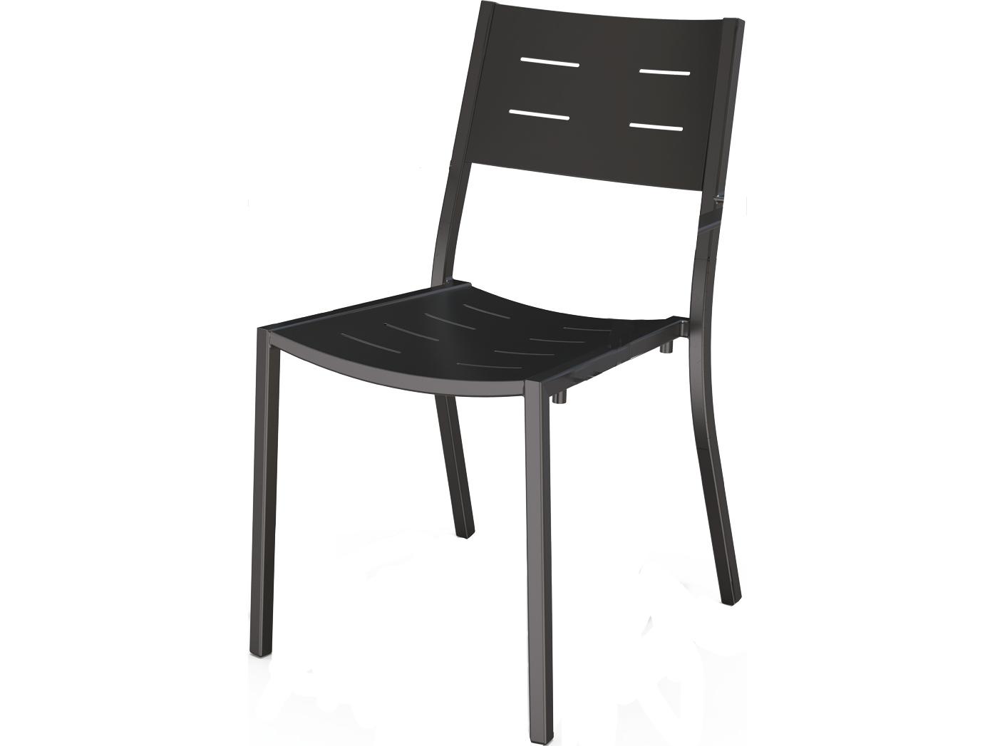 Seaside Casual Via Full Aluminum Impression Stackable Patio Dining Side Chair