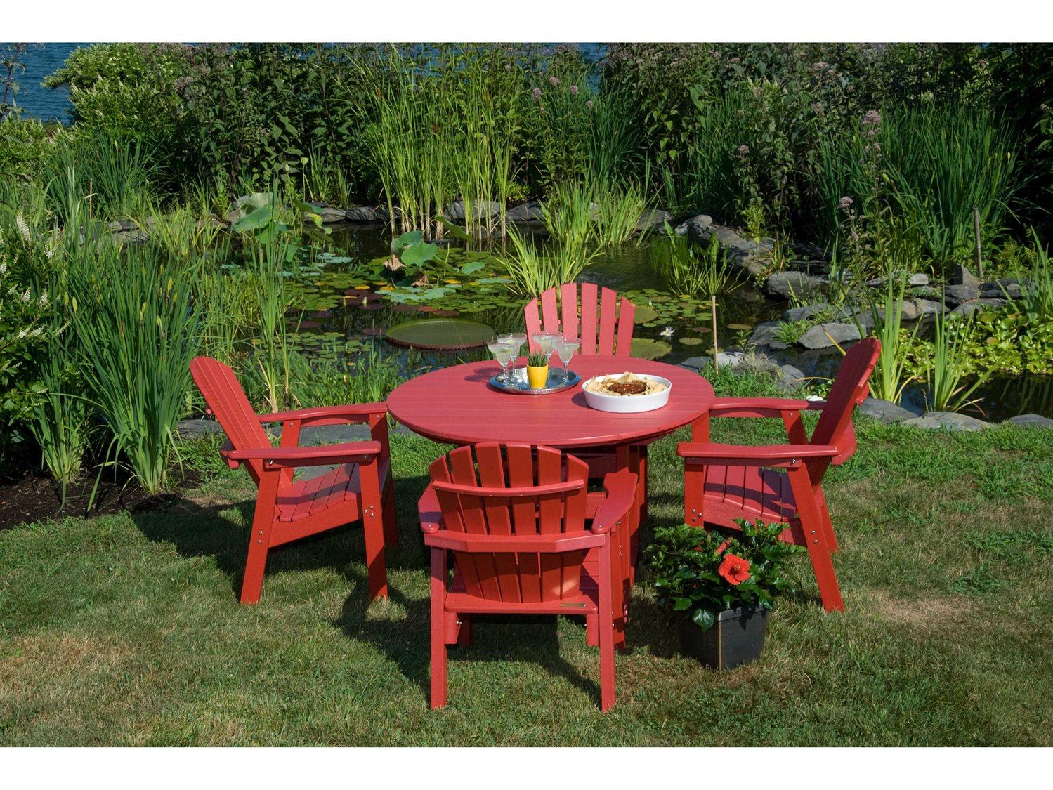 Seaside Casual Shellback Adirondack Recycled Plastic Outdoor Patio Dining Set