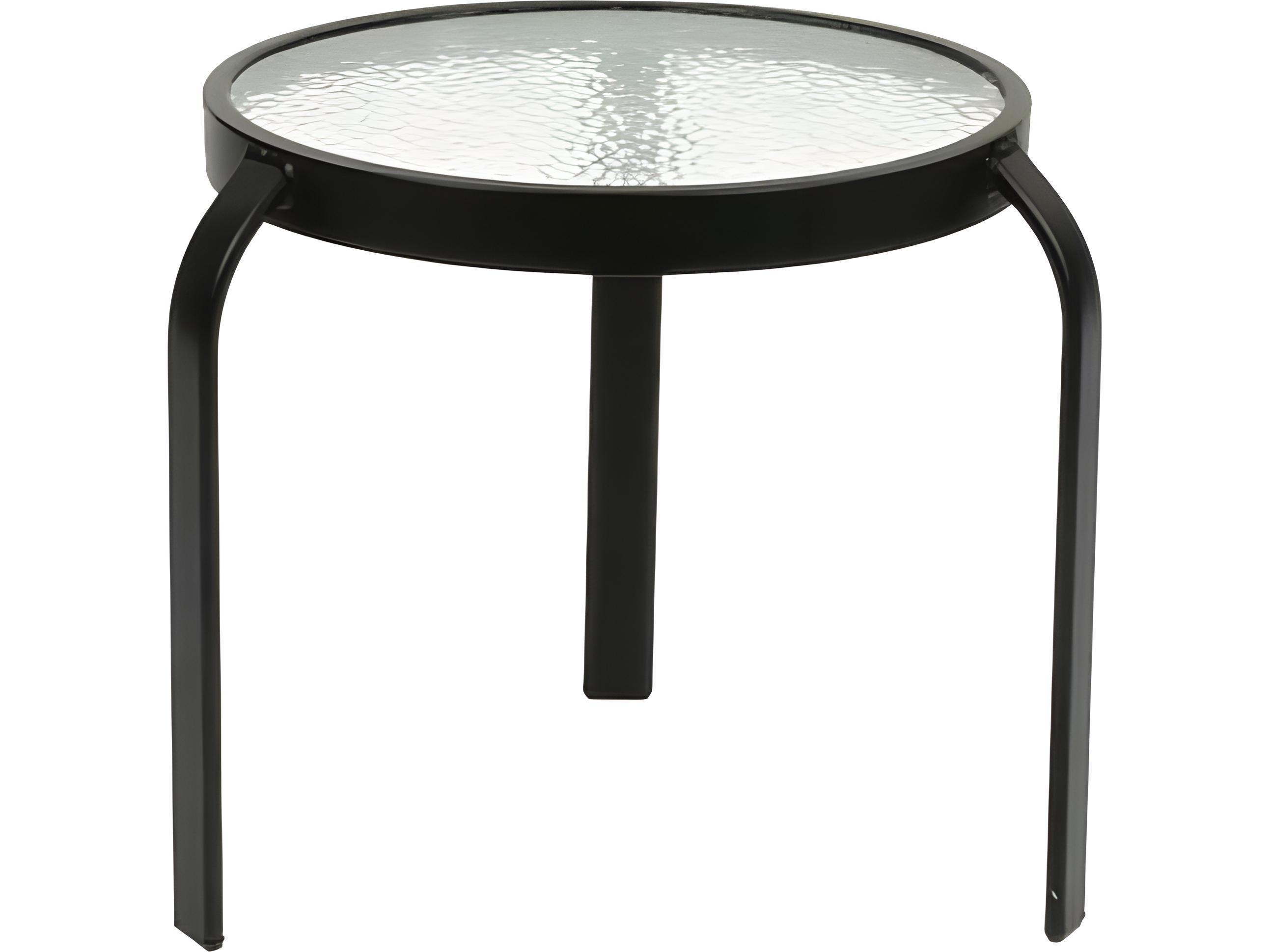 Suncoast Aluminum Round Glass Top Outdoor Patio End Table