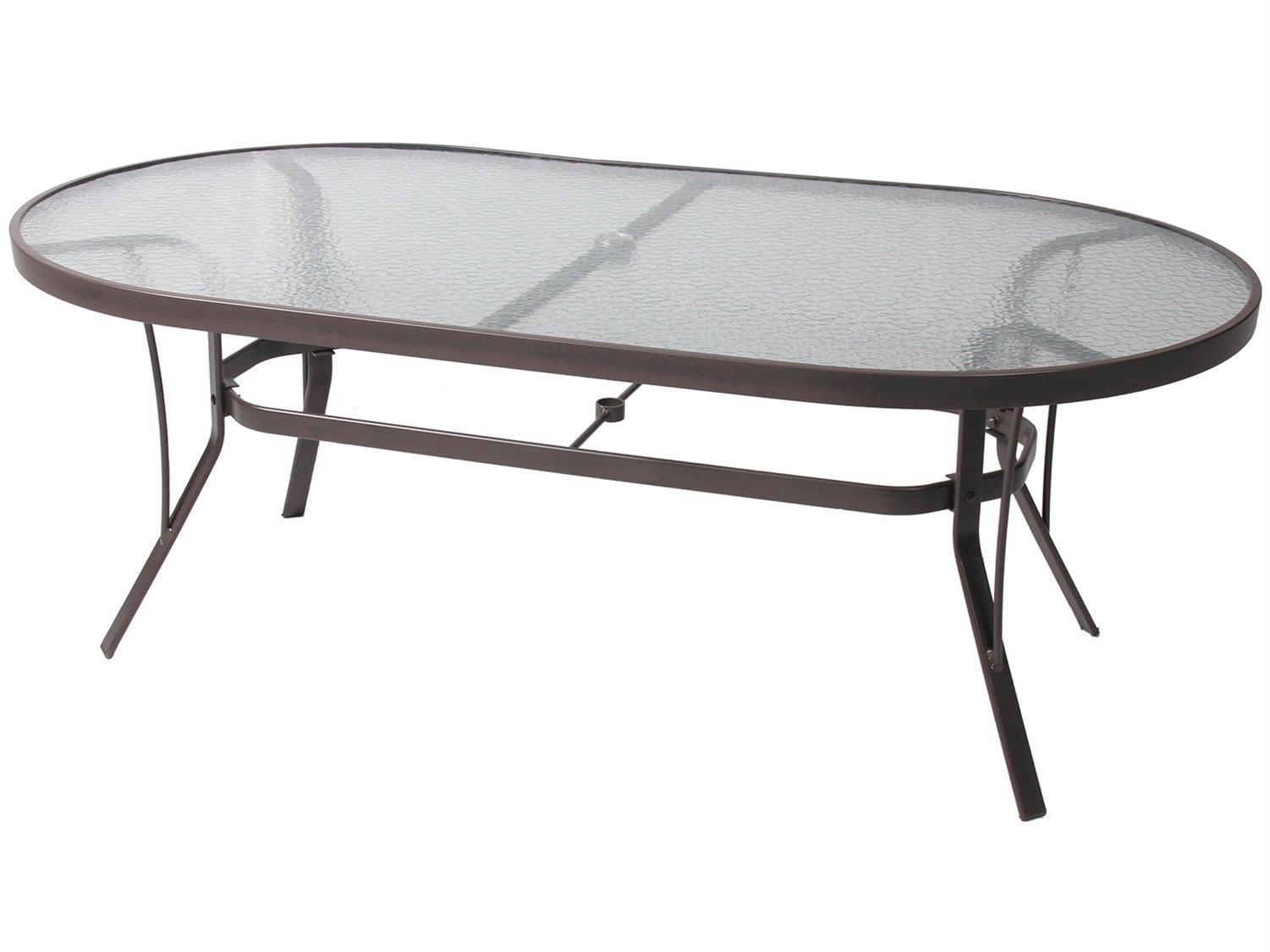 Suncoast Aluminum Oval Glass Top Outdoor Patio Dining Table