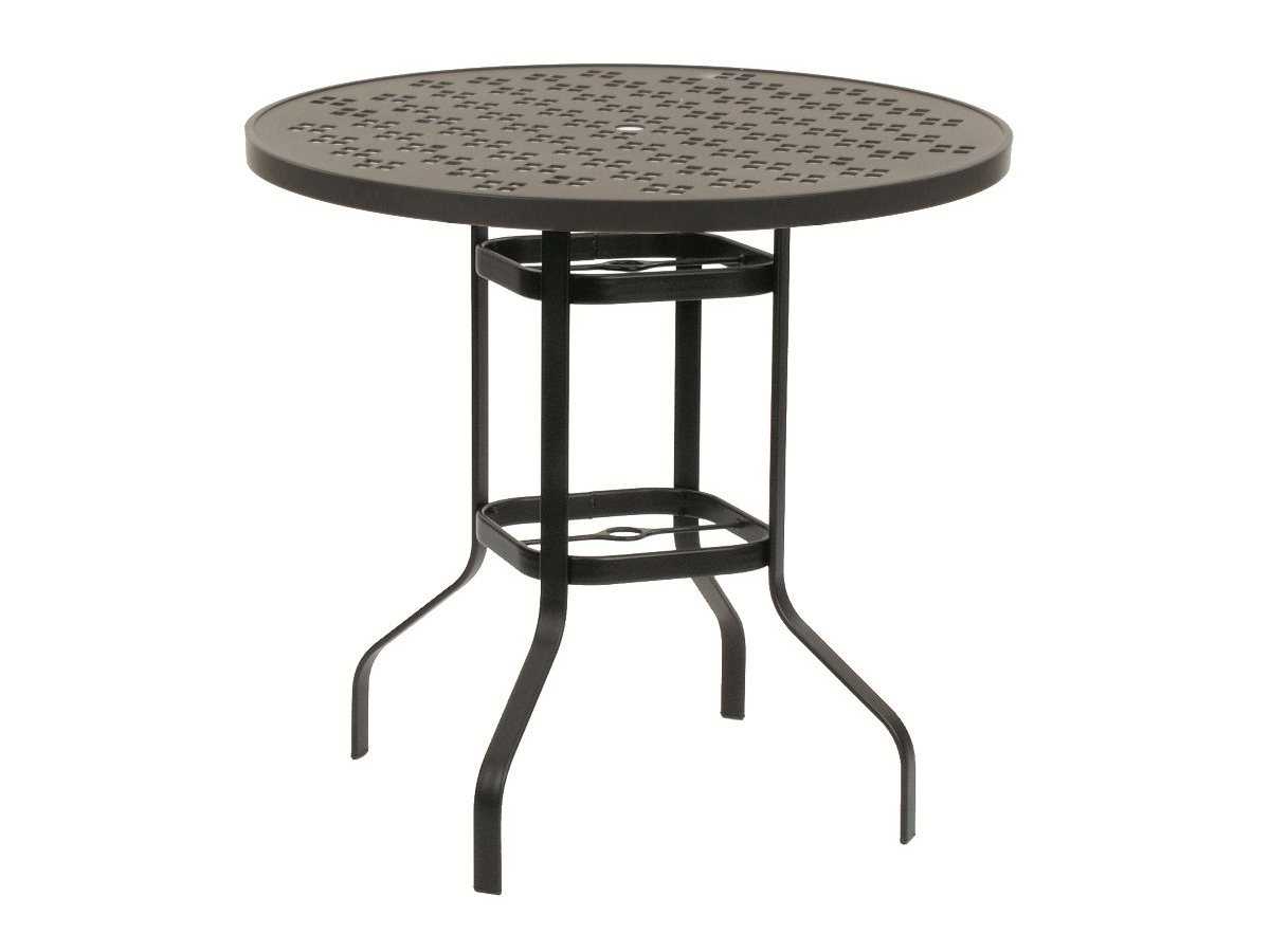 Suncoast Patterned Square Aluminum Square Outdoor Bar Height Table with Umbrella Hole