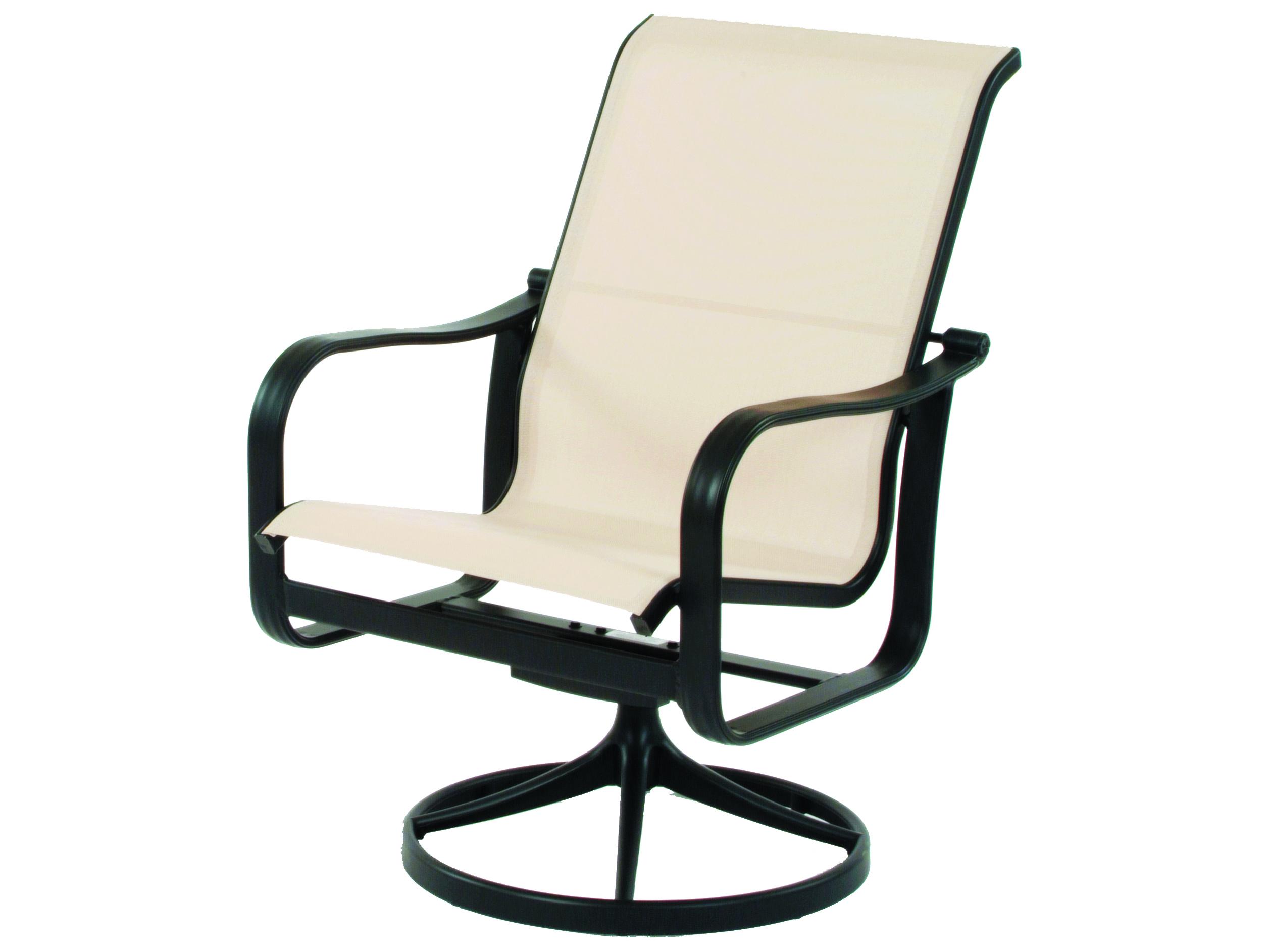 Suncoast Rosetta Sling Aluminum Arm Swivel Rocker Outdoor Dining Arm Chair