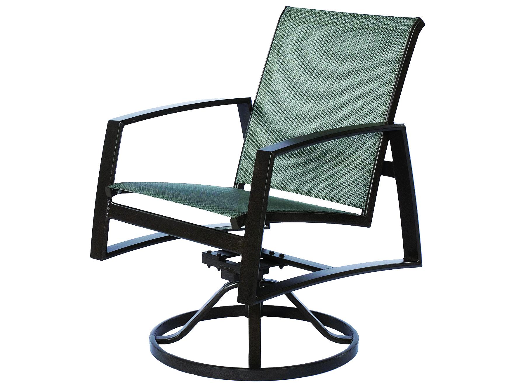 Suncoast Vision Sling Aluminum Arm Swivel Rocker Outdoor Dining Chair