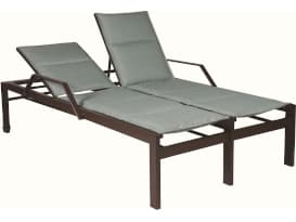 Suncoast Vectra Bold Sling Aluminum Double Outdoor Chaise Lounge with Wheels