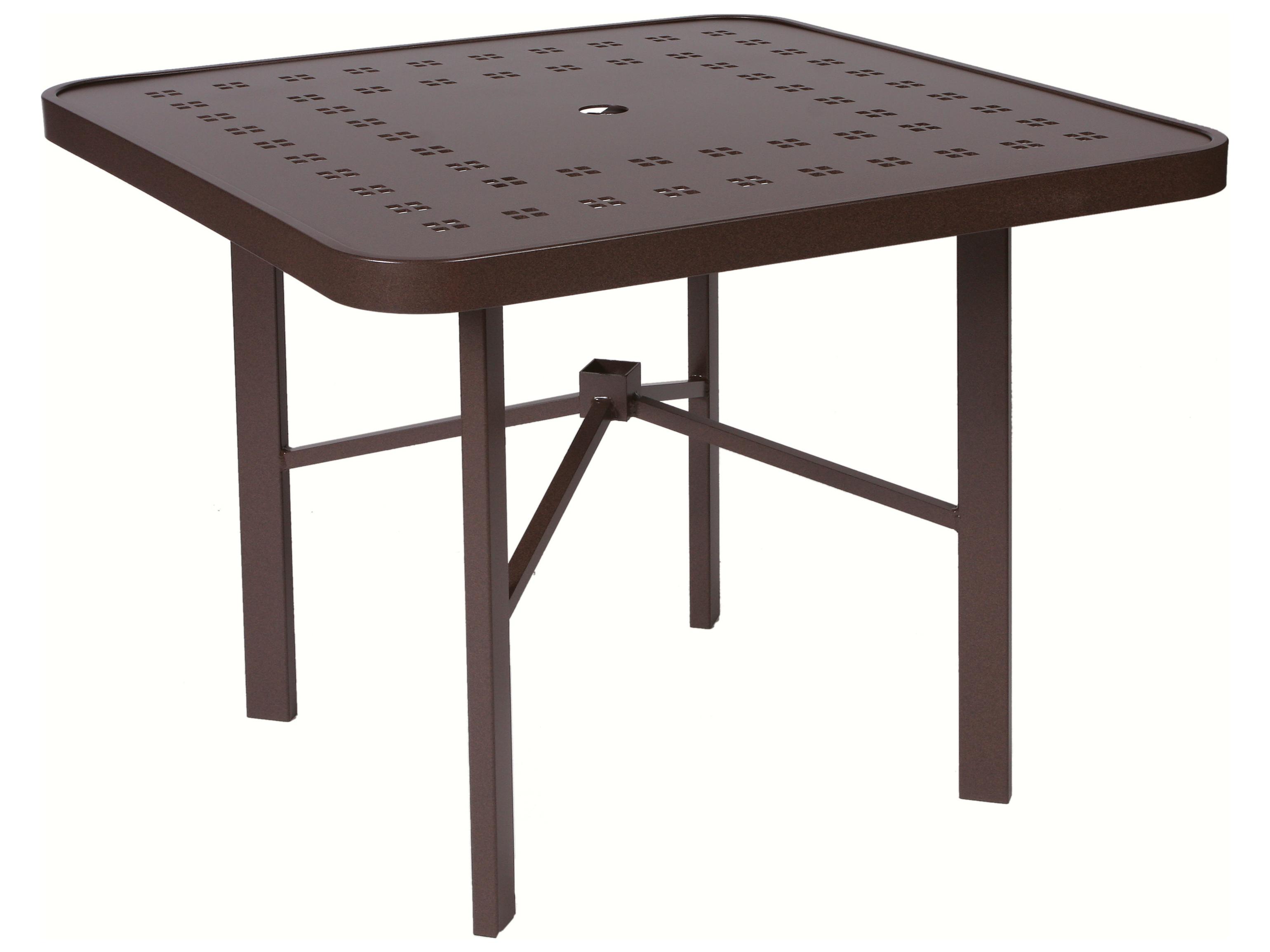 Suncoast Vectra Aluminum Square Outdoor Patio Dining Table with Umbrella Hole