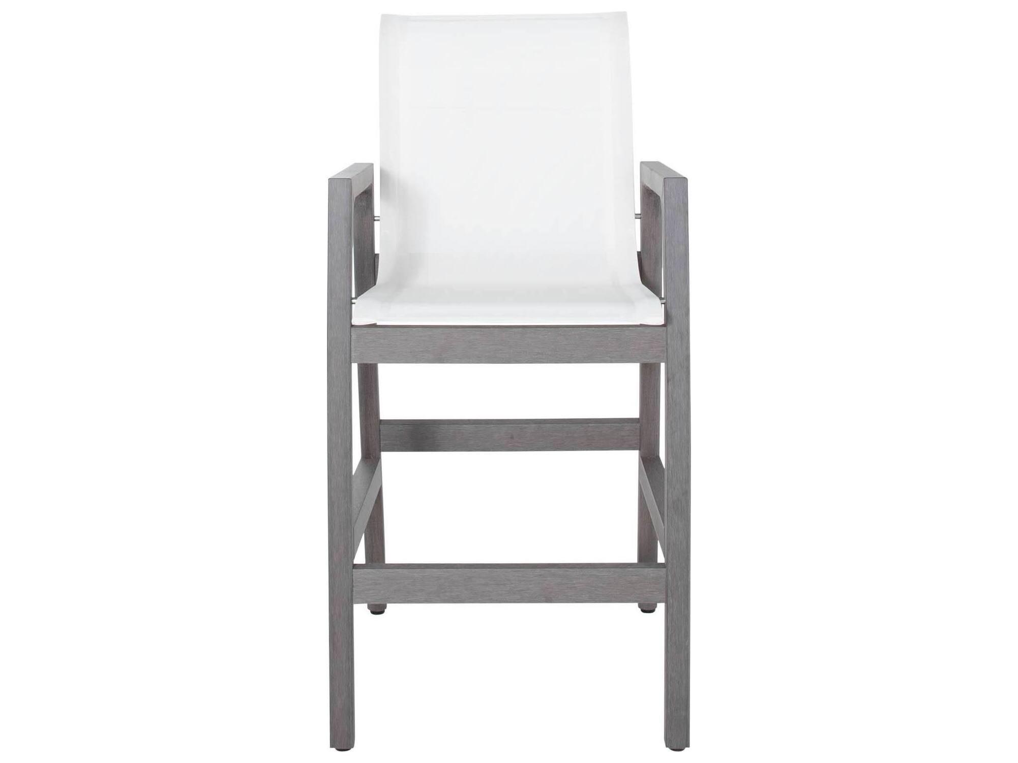Summer Classics Seashore N-Dura Wood Outdoor Bar Stool with White Sling