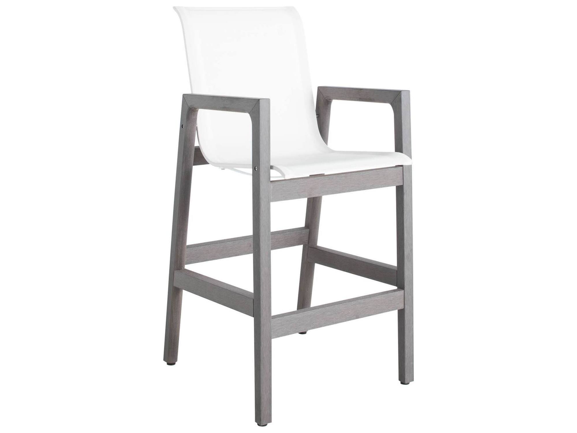 Summer Classics Seashore N-Dura Wood Outdoor Bar Stool with White Sling