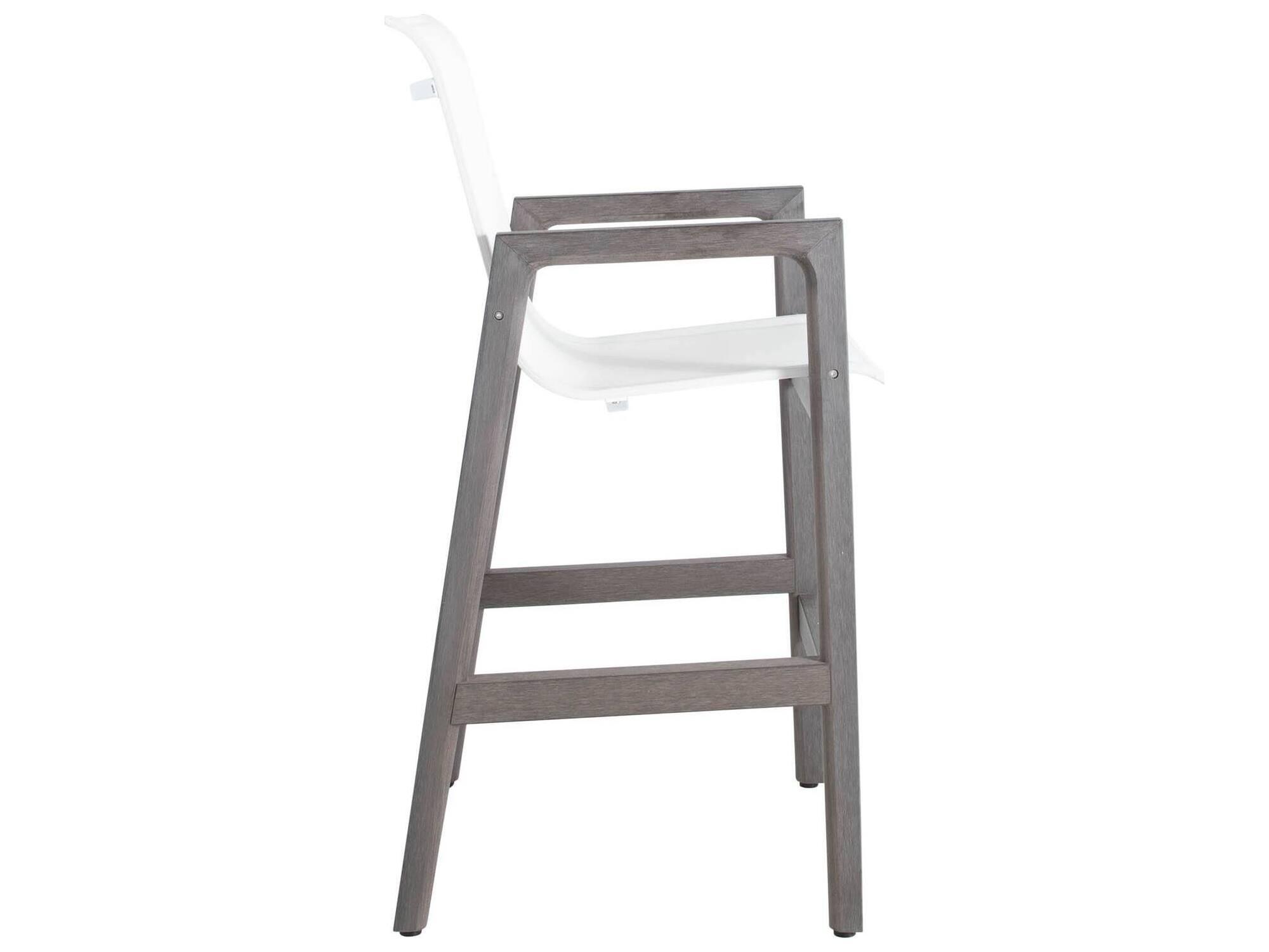 Summer Classics Seashore N-Dura Wood Outdoor Bar Stool with White Sling