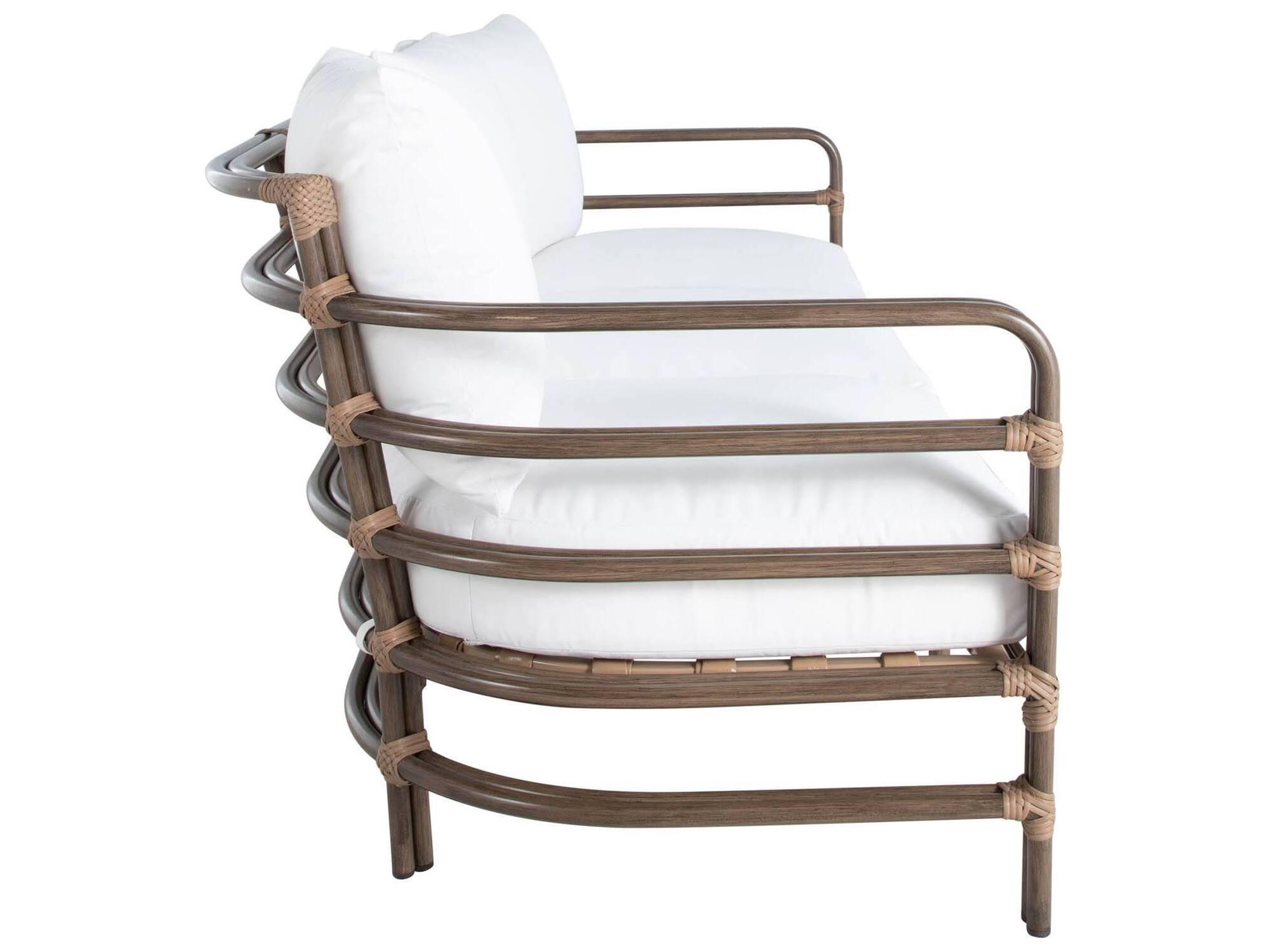 Summer Classics Malibu Aluminum Wicker Oka/Burlap High Back Outdoor Sofa