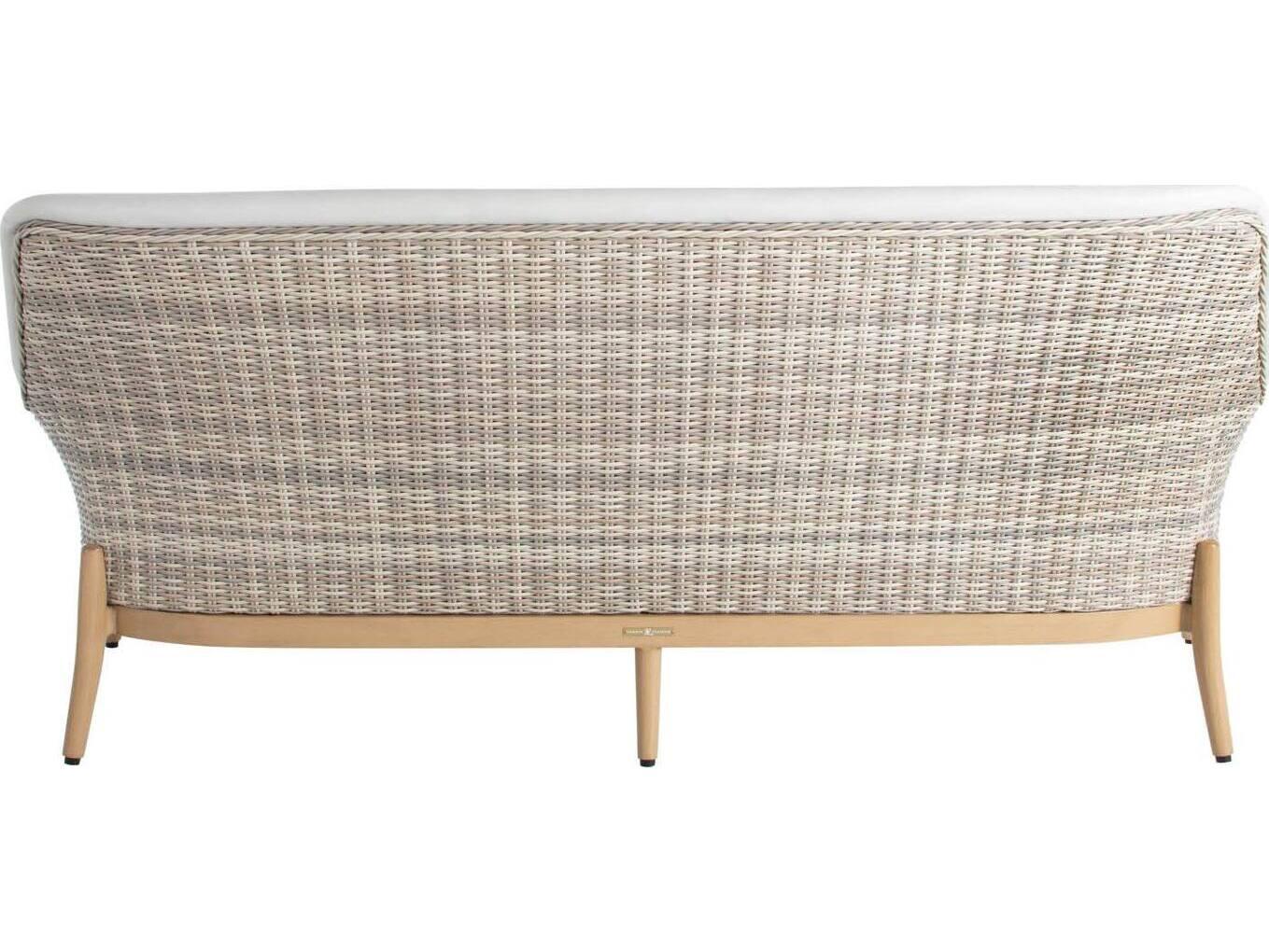 Summer Classics Palma N-Dura Resin Wicker Natural Outdoor Patio Sofa with Vinyl