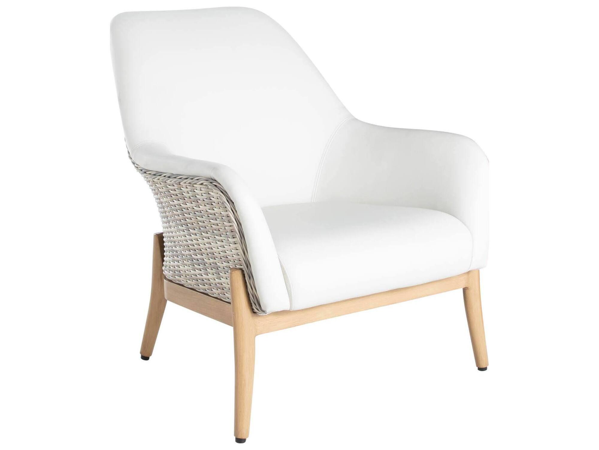 Summer Classics Palma N-Dura Resin Wicker Natural Outdoor Patio Lounge Chair with Vinyl