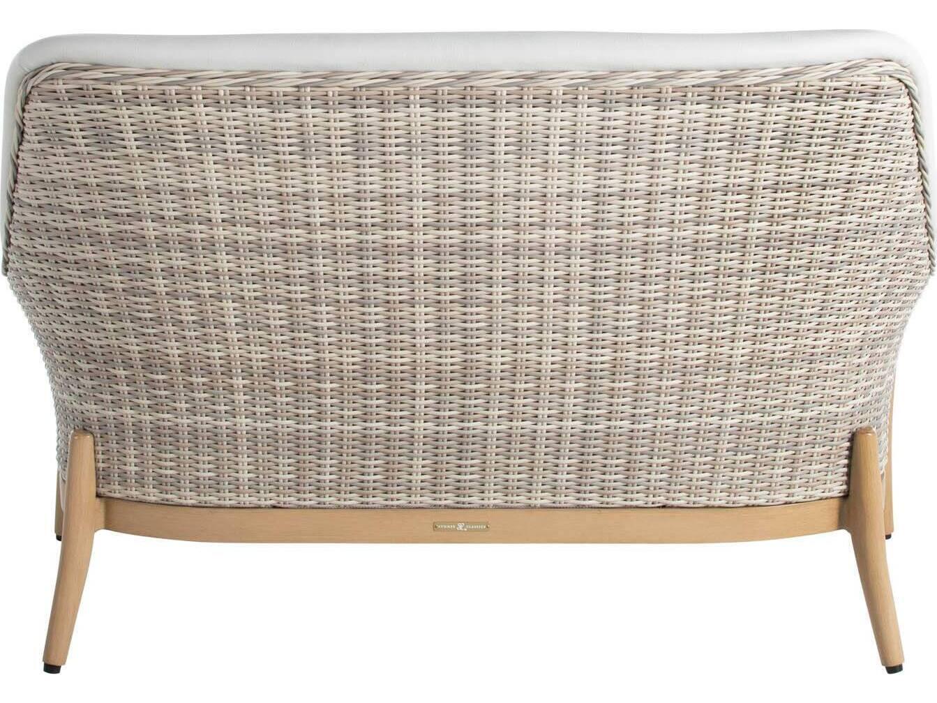 Summer Classics Palma N-Dura Resin Wicker Natural Outdoor Patio Loveseat with Vinyl