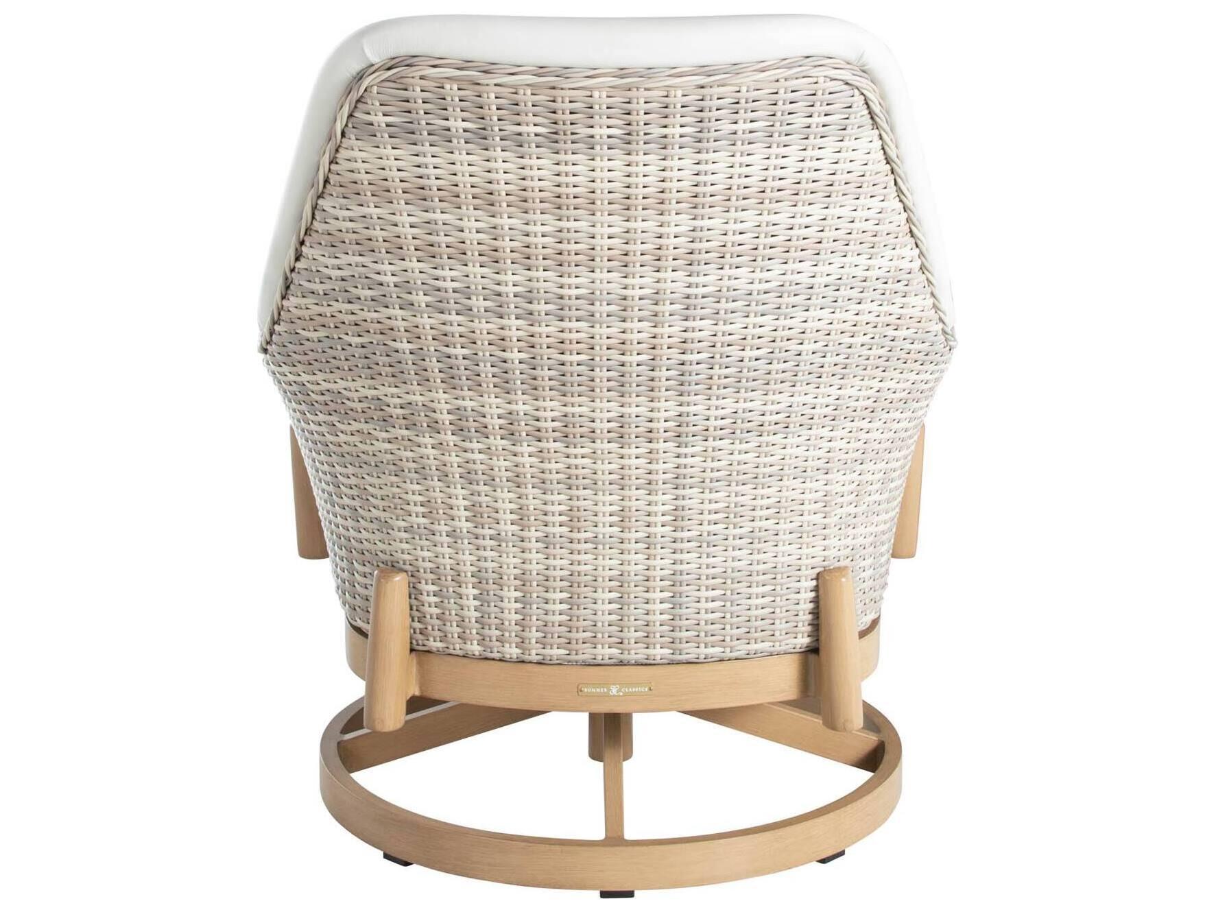 Summer Classics Palma N-Dura Resin Wicker Natural Swivel Patio Lounge Chair with Vinyl