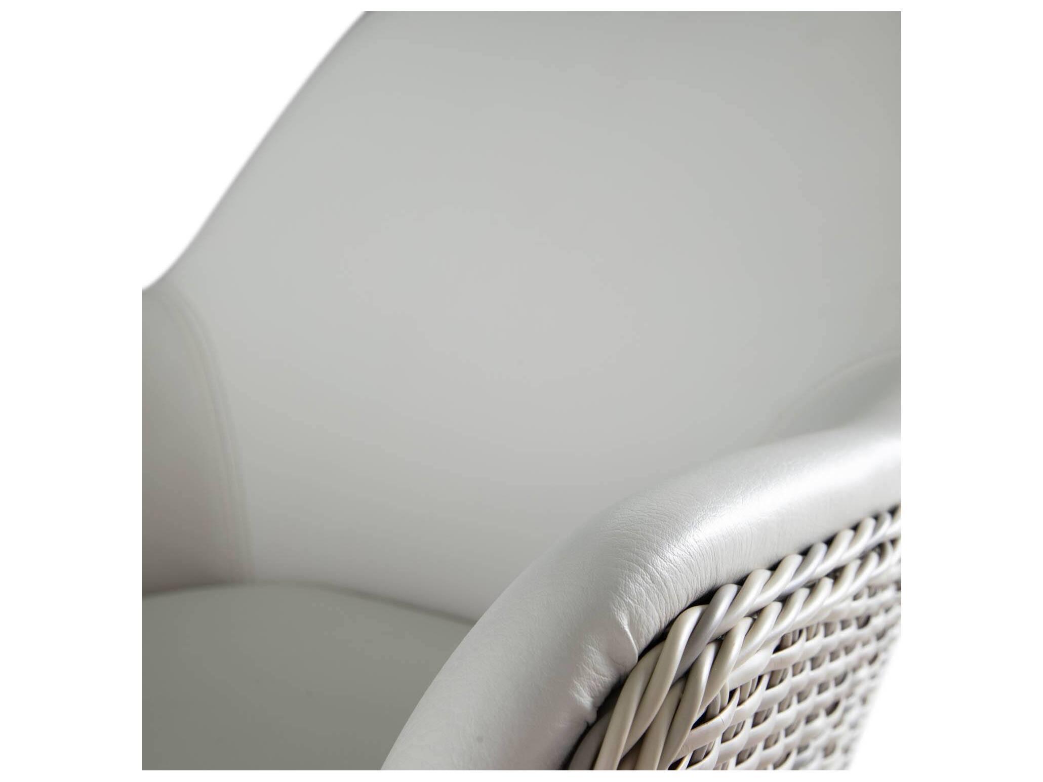 Summer Classics Palma N-Dura Resin Wicker Natural Outdoor Patio Dining Arm Chair with Vinyl