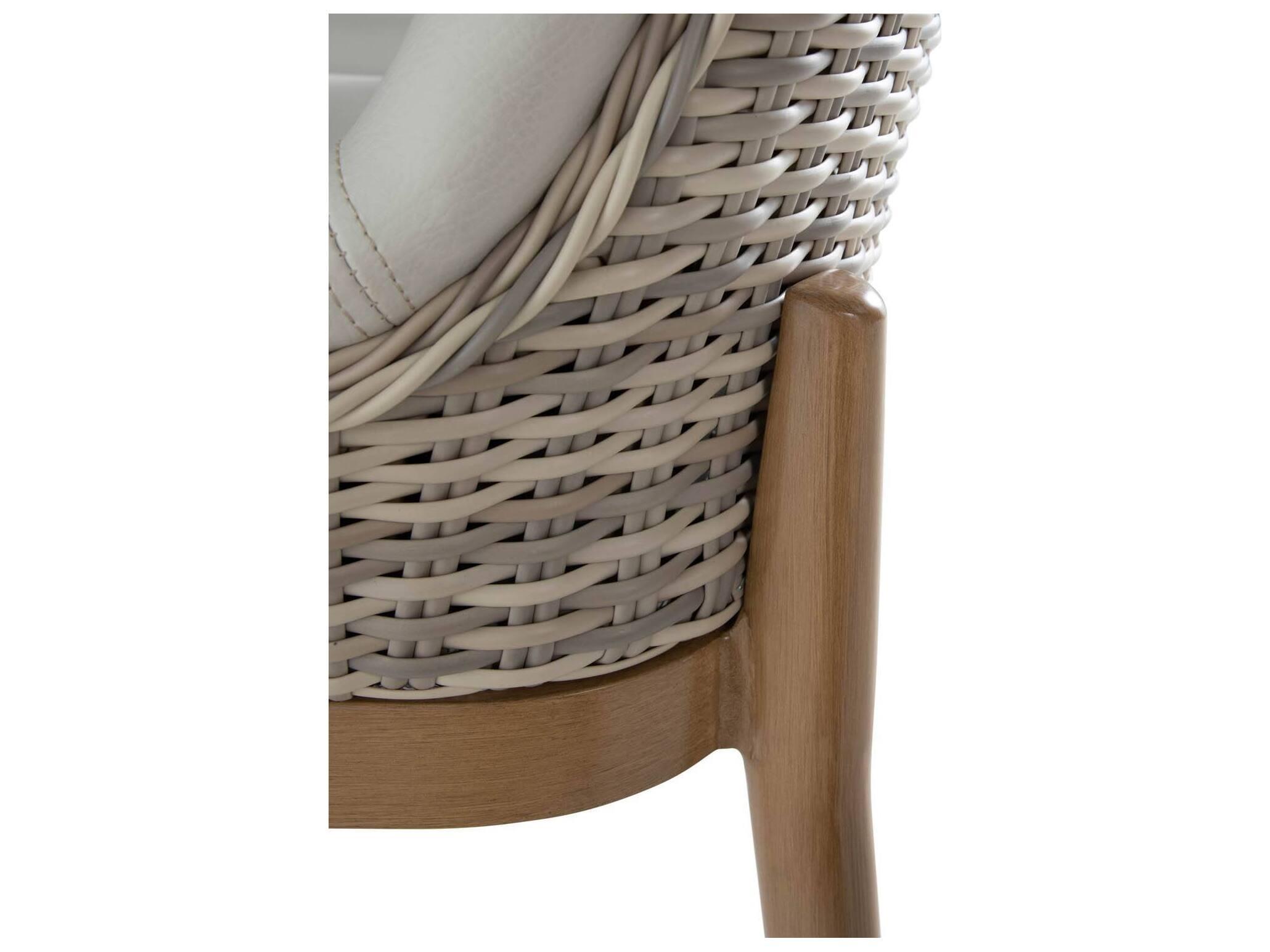 Summer Classics Palma N-Dura Resin Wicker Natural Outdoor Patio Dining Side Chair with Vinyl