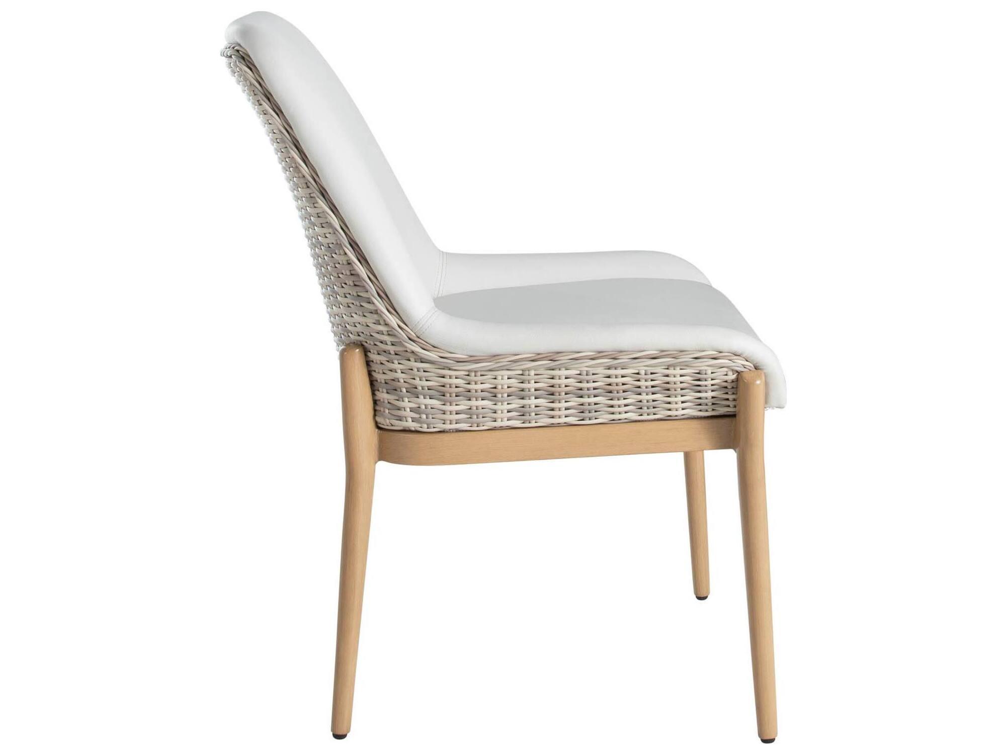 Summer Classics Palma N-Dura Resin Wicker Natural Outdoor Patio Dining Side Chair with Vinyl