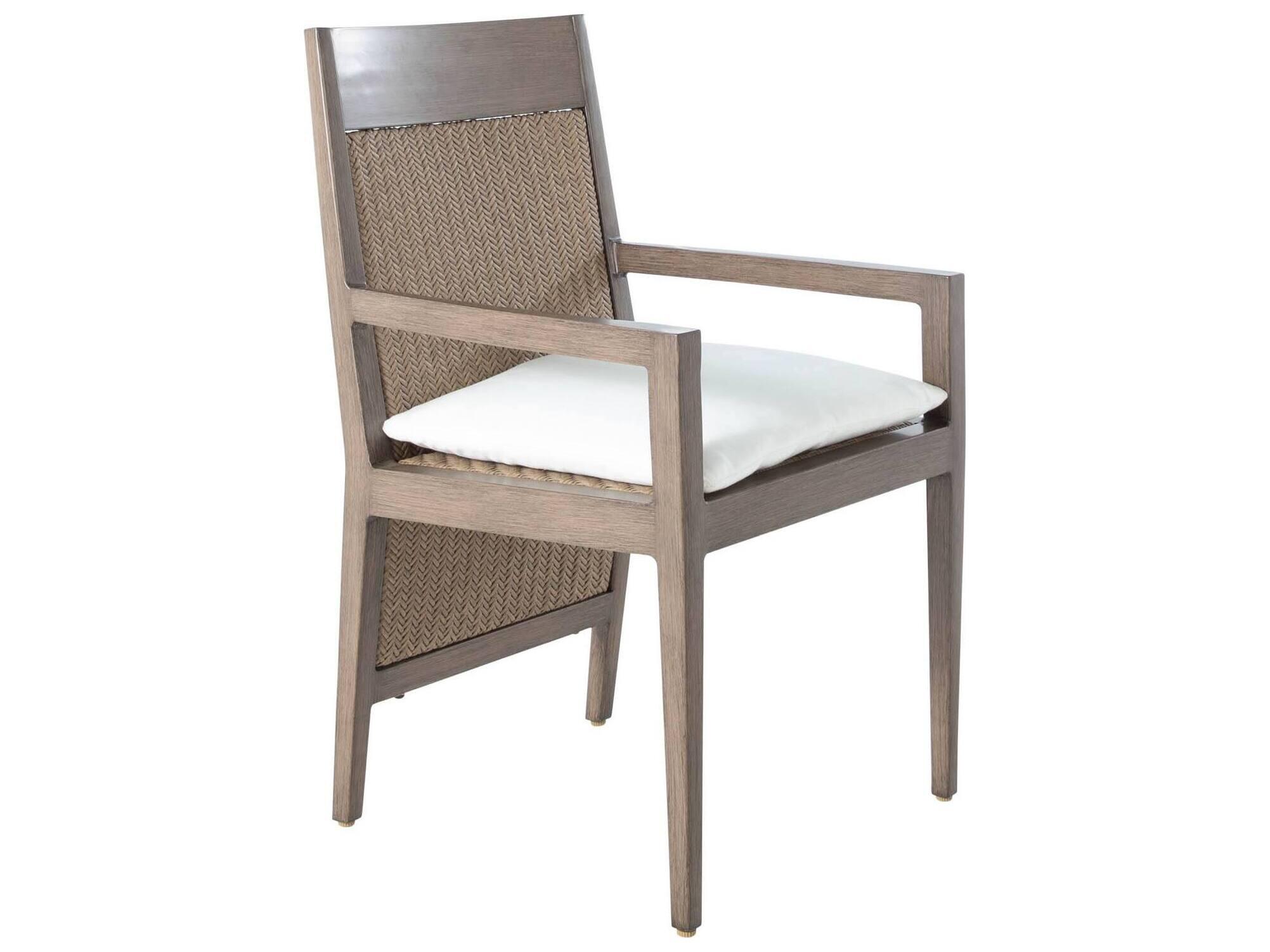 Summer Classics Savannah Aluminum N-Dura Resin Wicker Oak/Raffia Extended Back Outdoor Dining Arm Chair