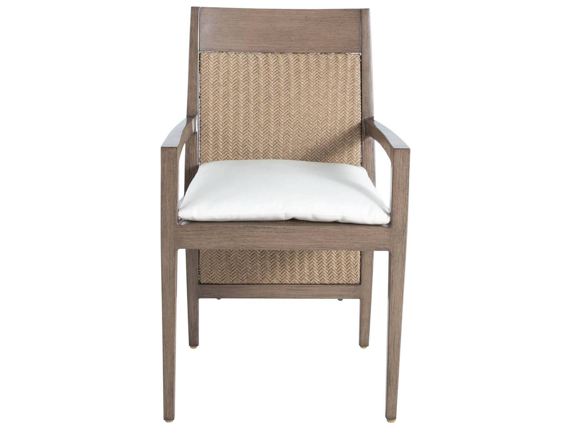 Summer Classics Savannah Aluminum N-Dura Resin Wicker Oak/Raffia Extended Back Outdoor Dining Arm Chair