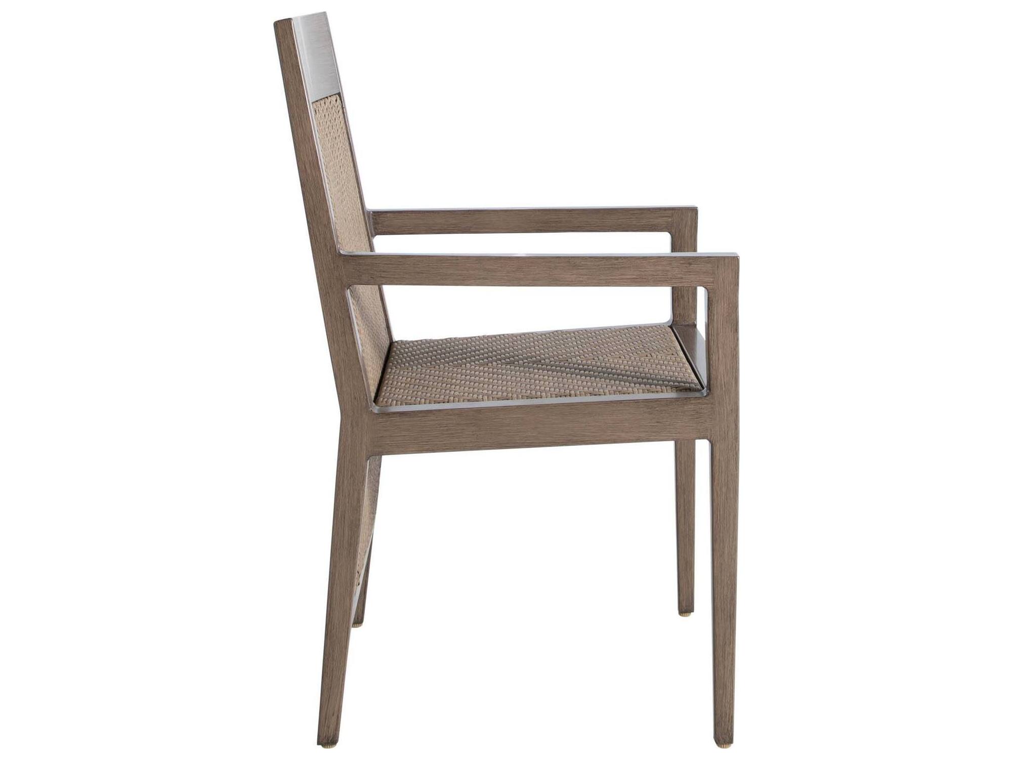 Summer Classics Savannah Aluminum N-Dura Resin Wicker Oak/Raffia Extended Back Outdoor Dining Arm Chair