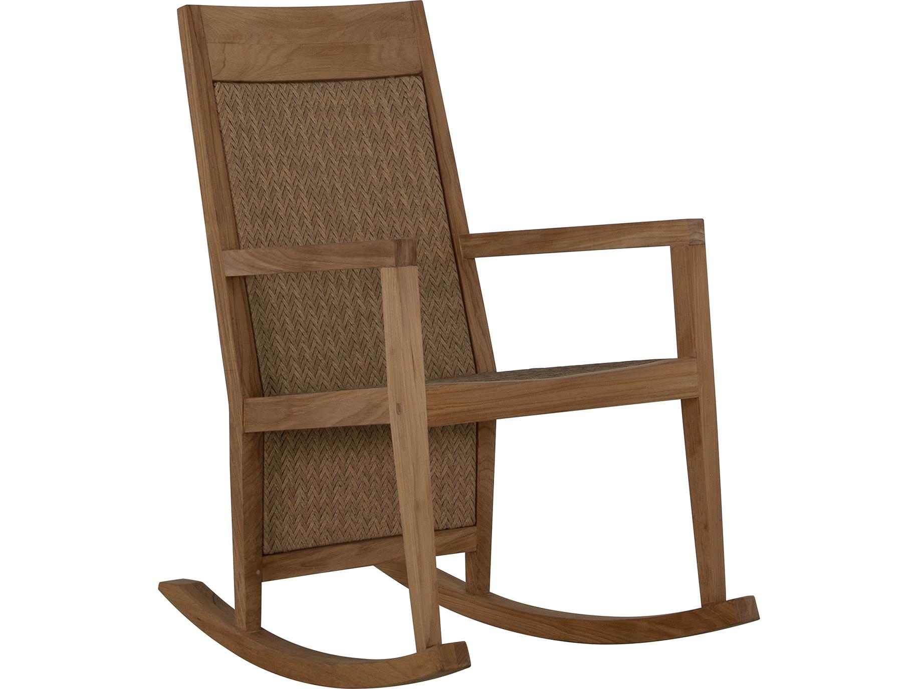 Summer Classics Savannah Teak Rocker Chair in Natural Teak/Raffia