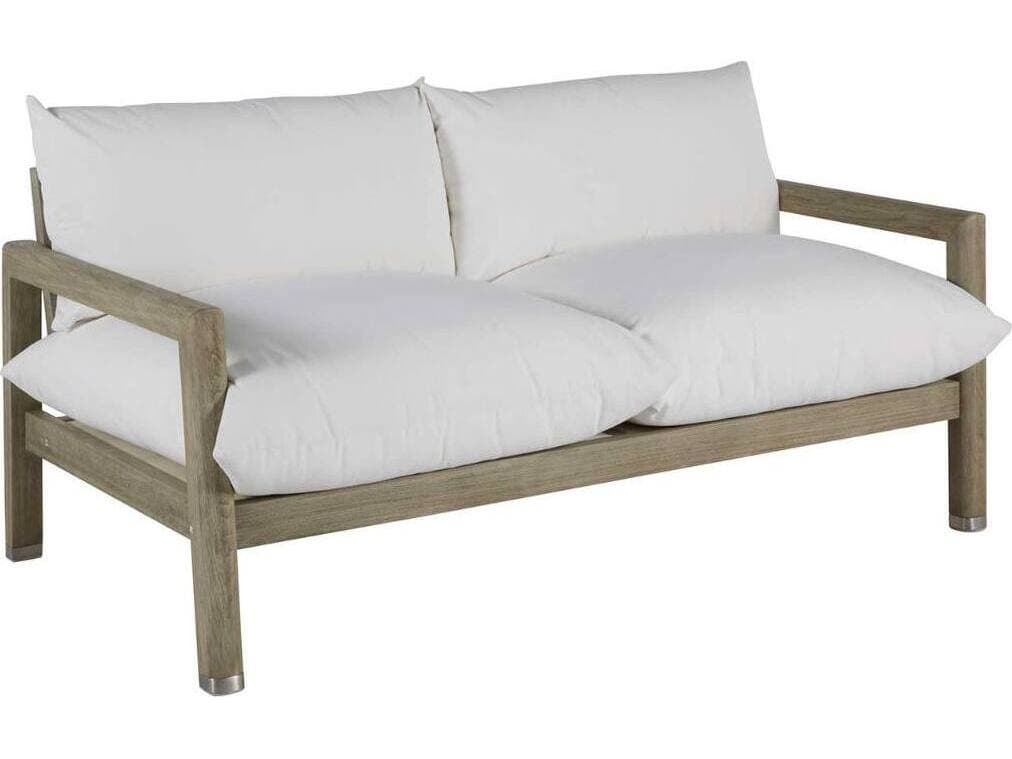 Summer Classics Monterey Teak Oyster Outdoor Patio Loveseat with Cushion