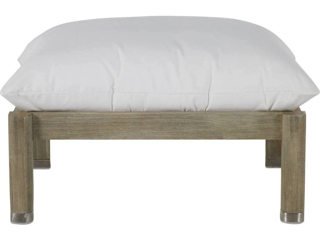 Summer Classics Monterey Teak Oyster Outdoor Patio Ottoman with Cushion