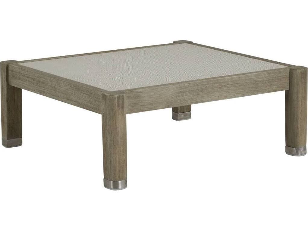 Summer Classics Monterey Teak Oyster Outdoor Patio Ottoman with Cushion