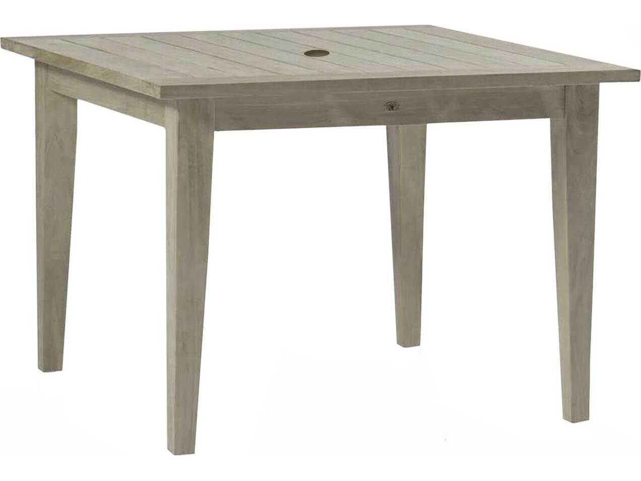 Summer Classics Club Teak Square Farm Table with Umbrella Hole