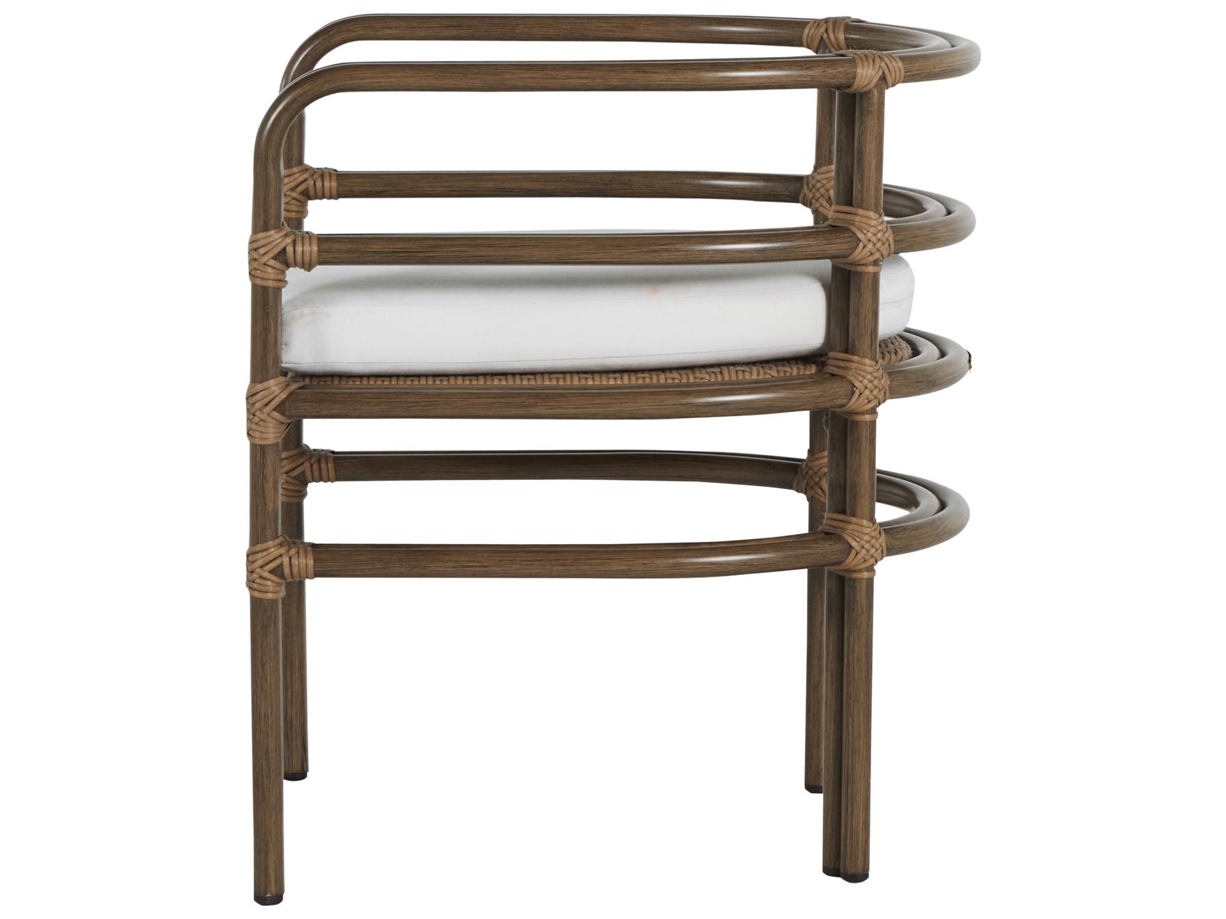 Summer Classics Malibu Aluminum Burlap Oak Outdoor Patio Dining Arm Chair