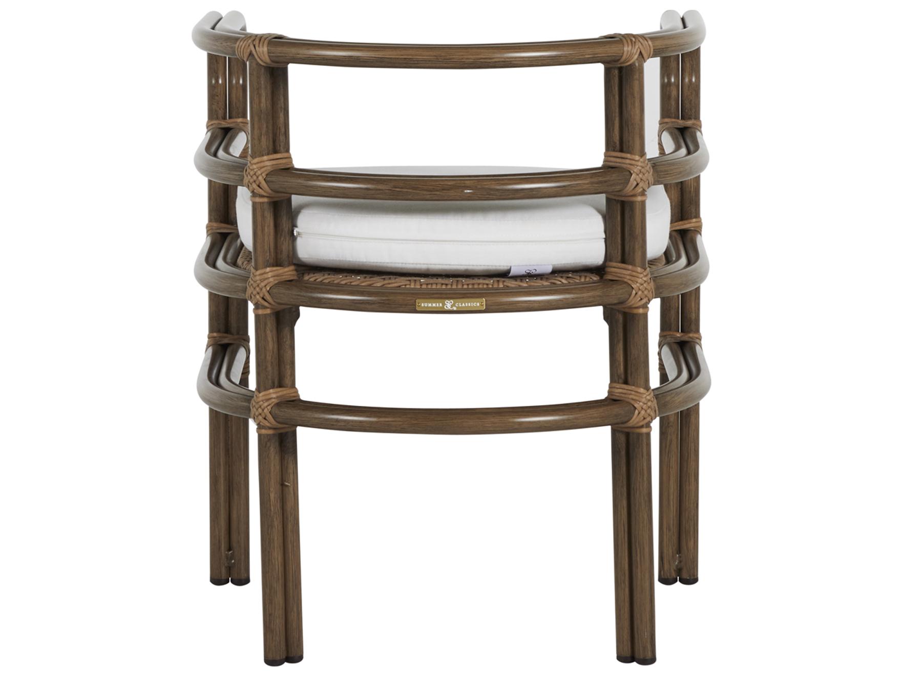 Summer Classics Malibu Aluminum Burlap Oak Outdoor Patio Dining Arm Chair