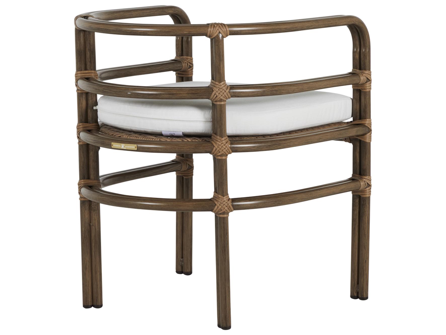 Summer Classics Malibu Aluminum Burlap Oak Outdoor Patio Dining Arm Chair