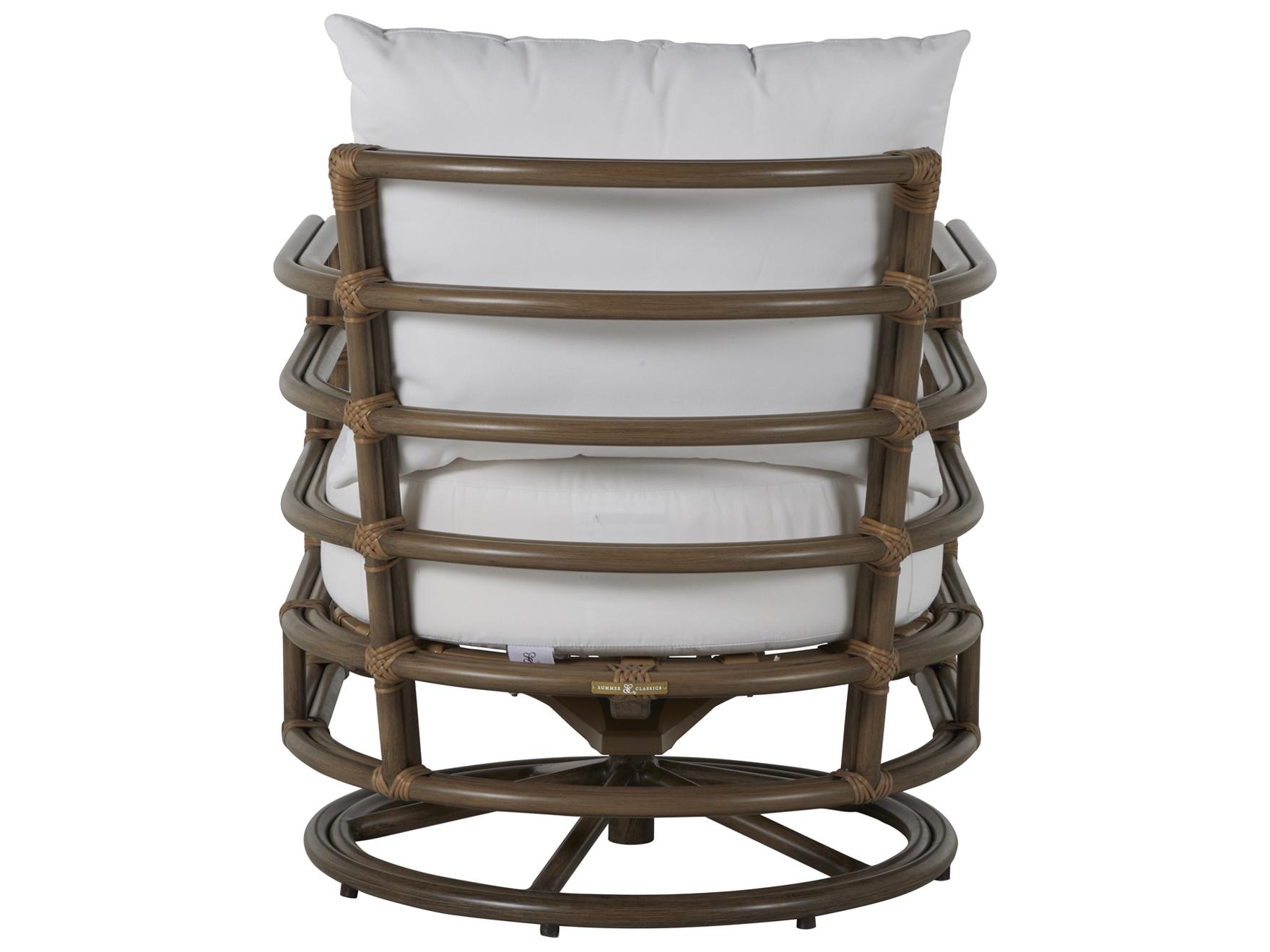 Summer Classics Malibu Aluminum Burlap Oak Swivel Rocker Patio Lounge Chair