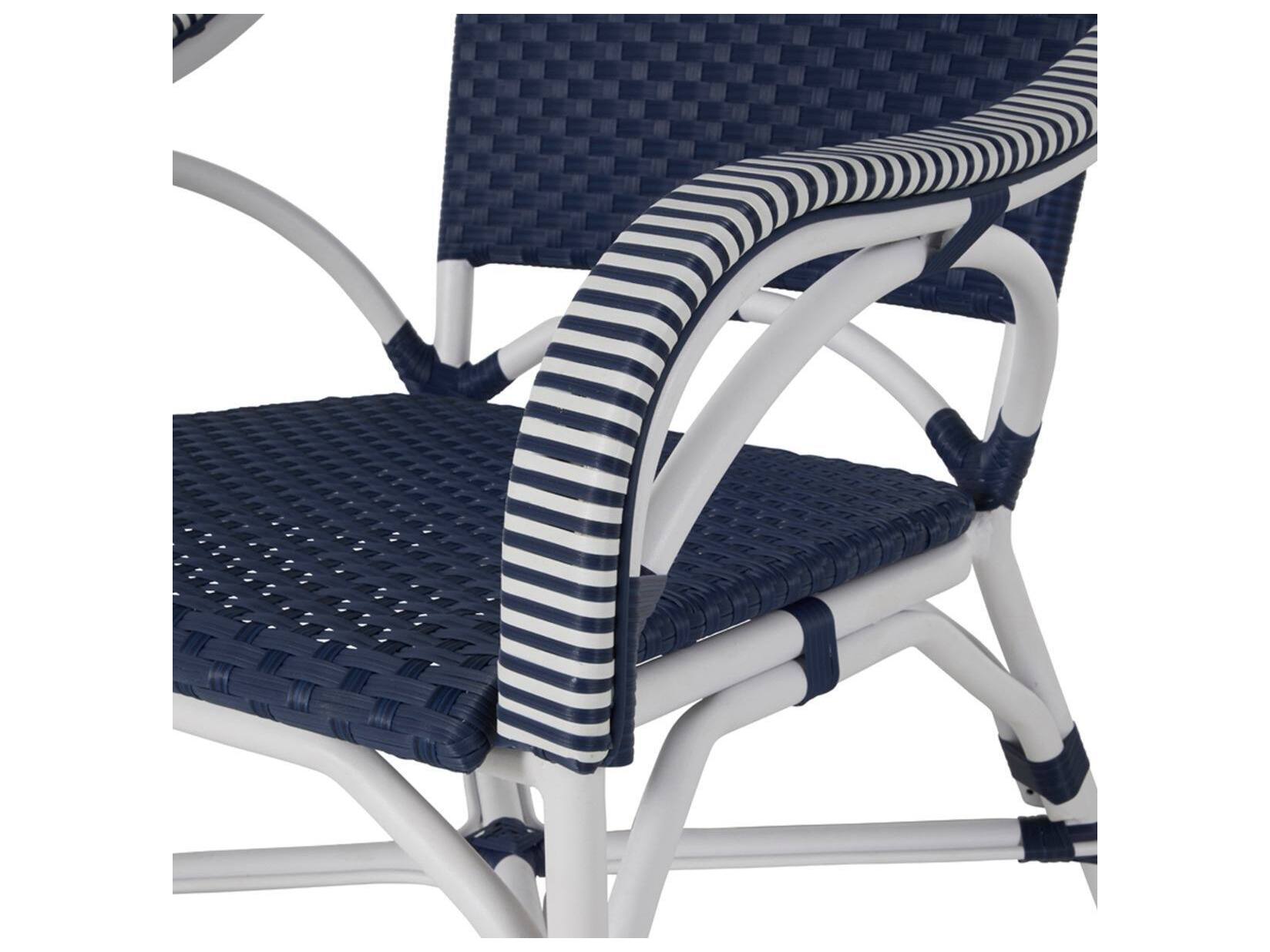 Summer Classics Savoy Aluminum Wicker Chalk/White/Navy Lounge Chair