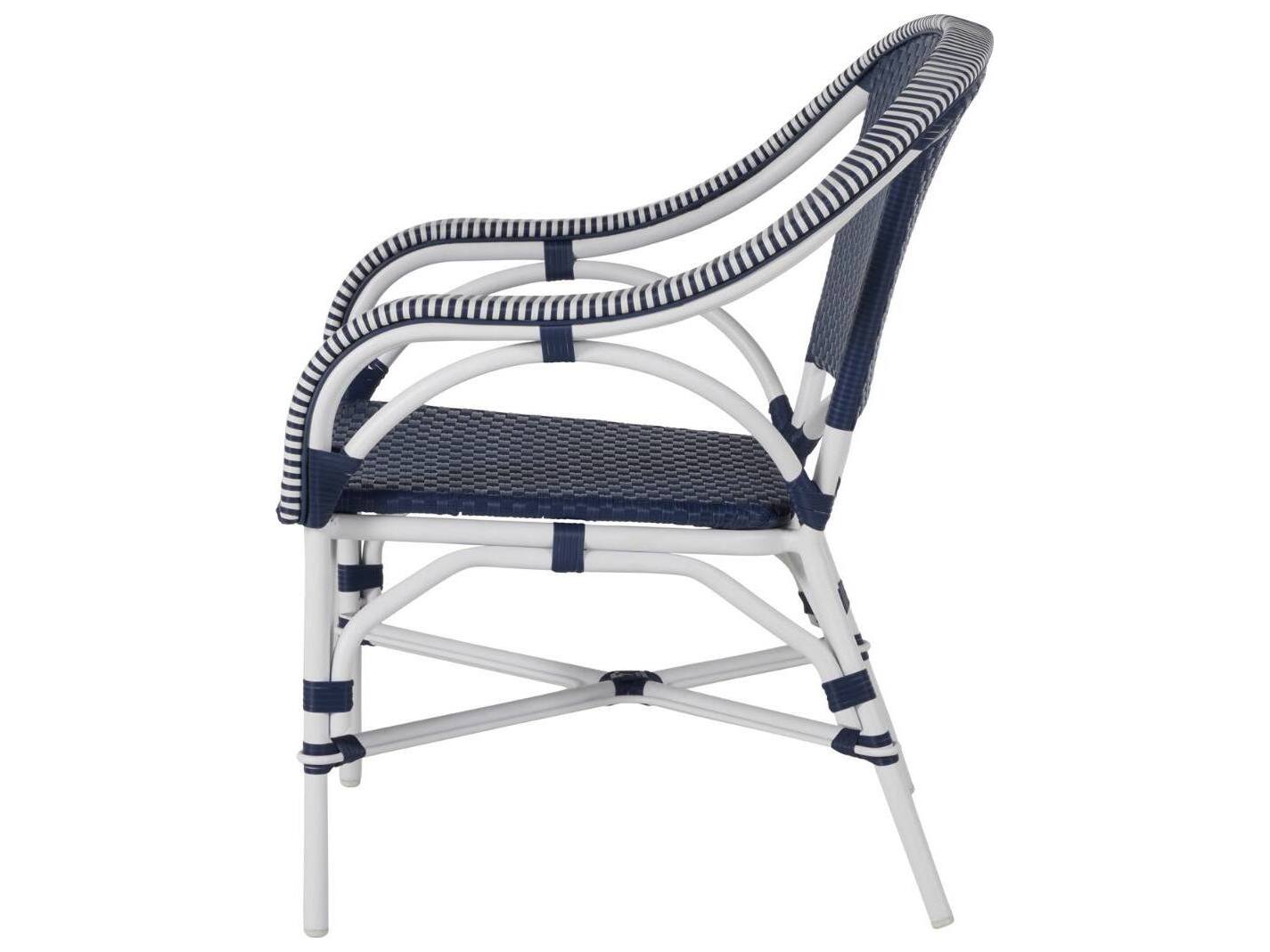 Summer Classics Savoy Aluminum Wicker Chalk/White/Navy Lounge Chair