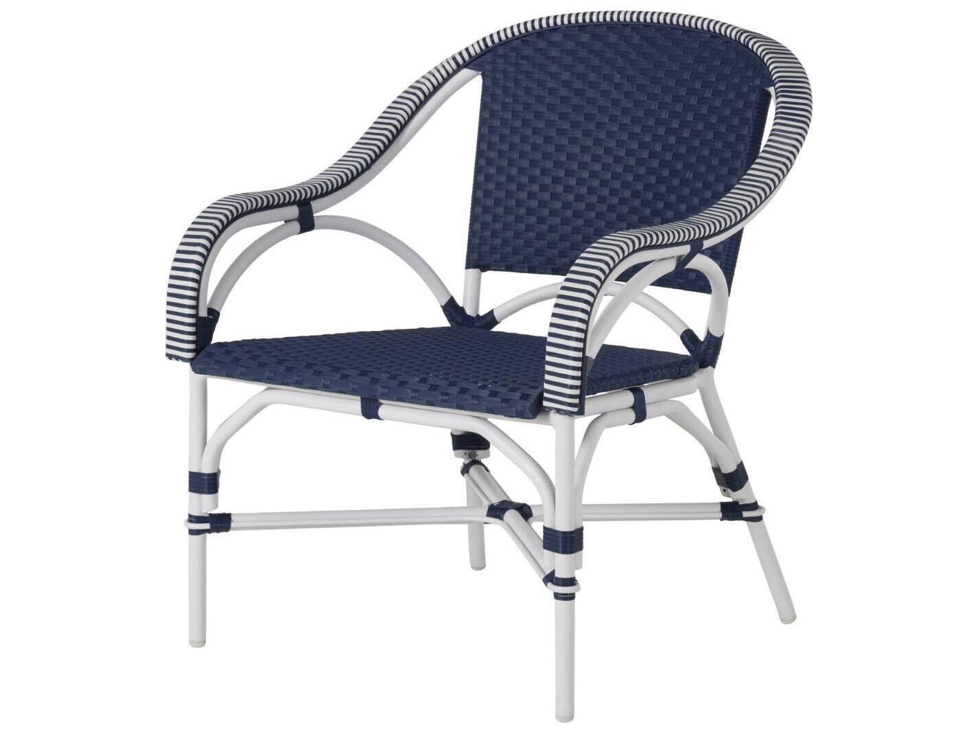 Summer Classics Savoy Aluminum Wicker Chalk/White/Navy Lounge Chair