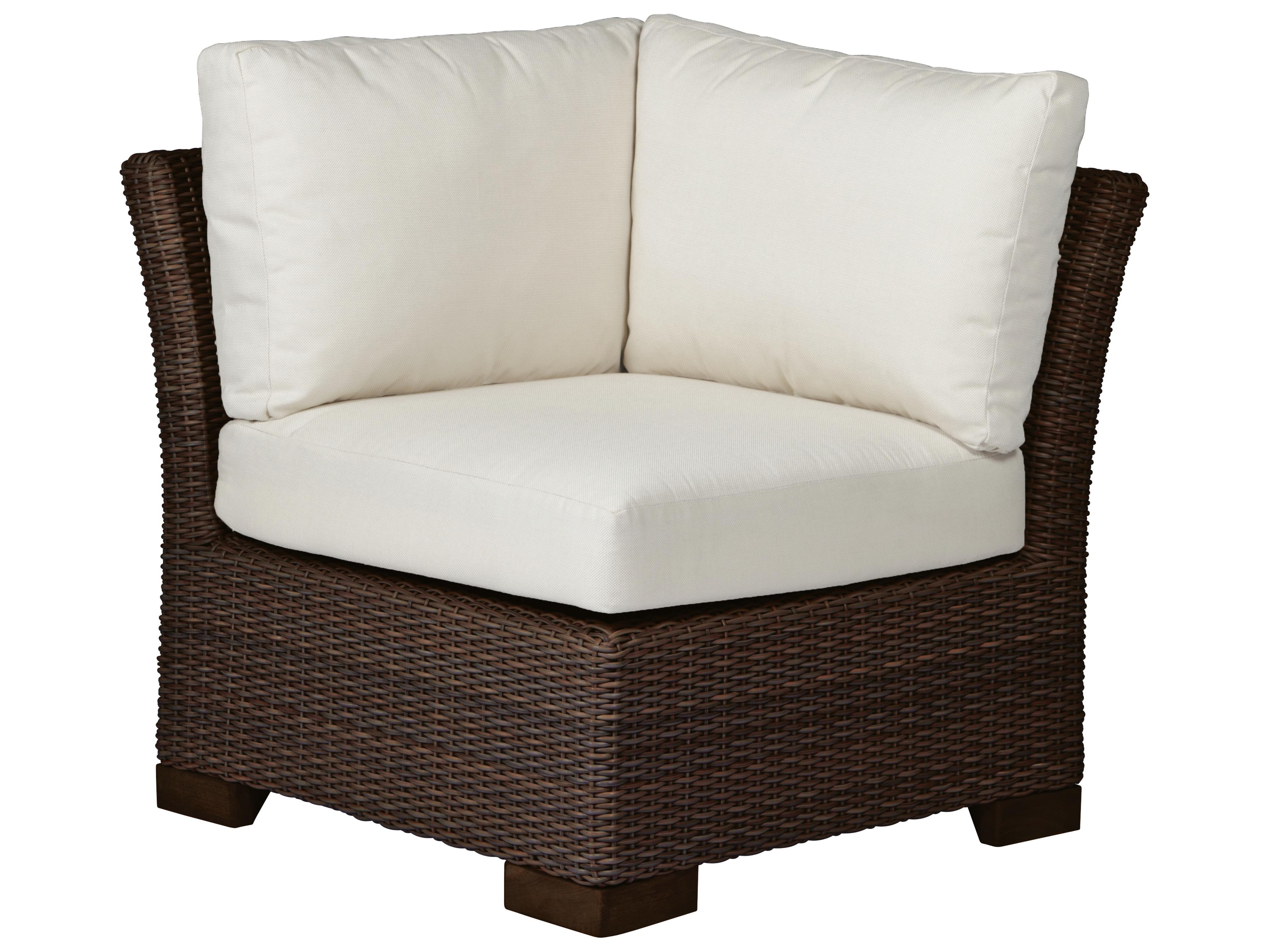 Summer Classics Club Woven Wicker Corner Chair with Cushion