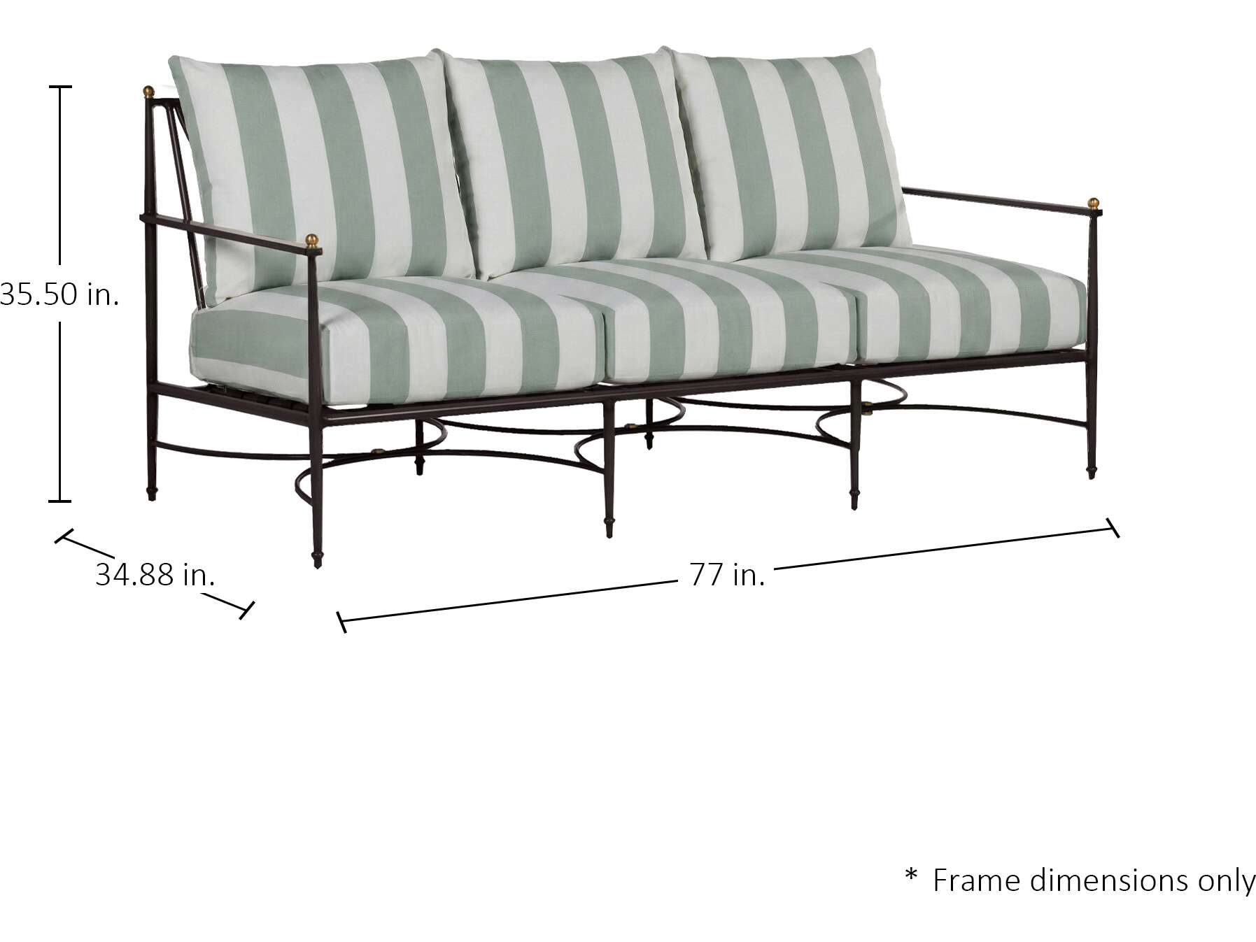 Summer Classics Roma Quick Ship Wrought Aluminum Cushion Sofa