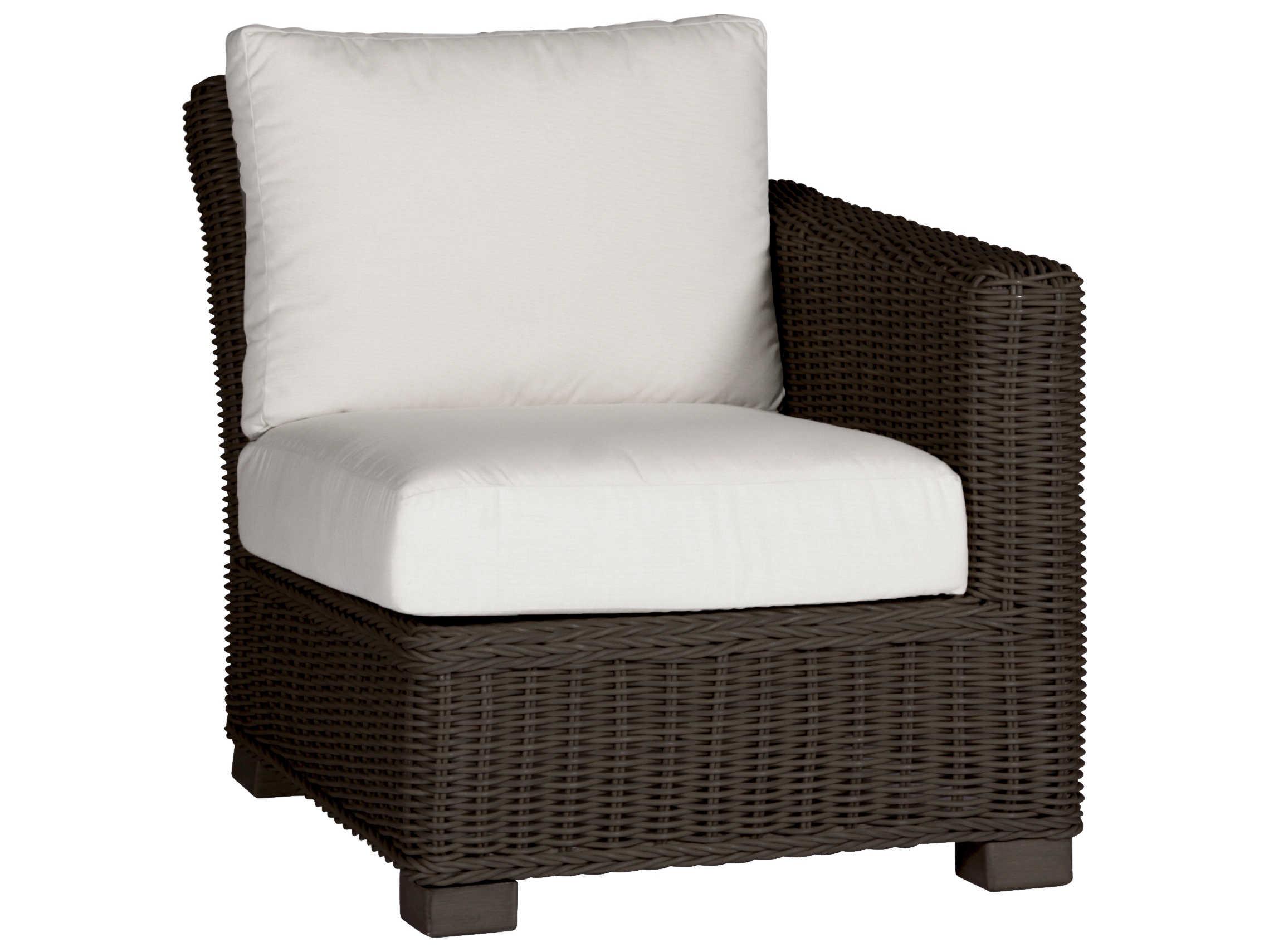 Summer Classics Rustic Wicker Right Arm Facing Patio Lounge Chair with Cushion