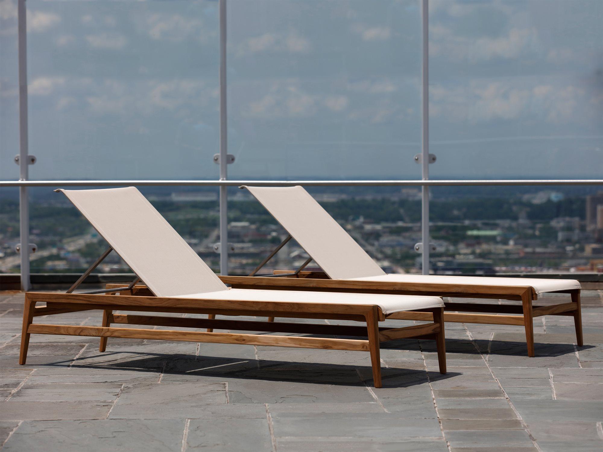 Summer Classics Coast Teak Sling Outdoor Patio Lounge Set