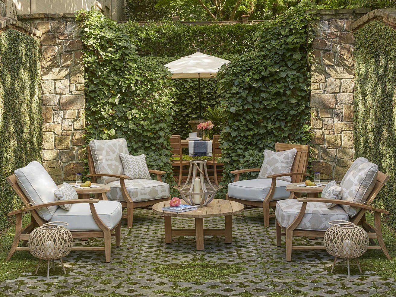 Summer Classics Croquet Teak Outdoor Lounge Set